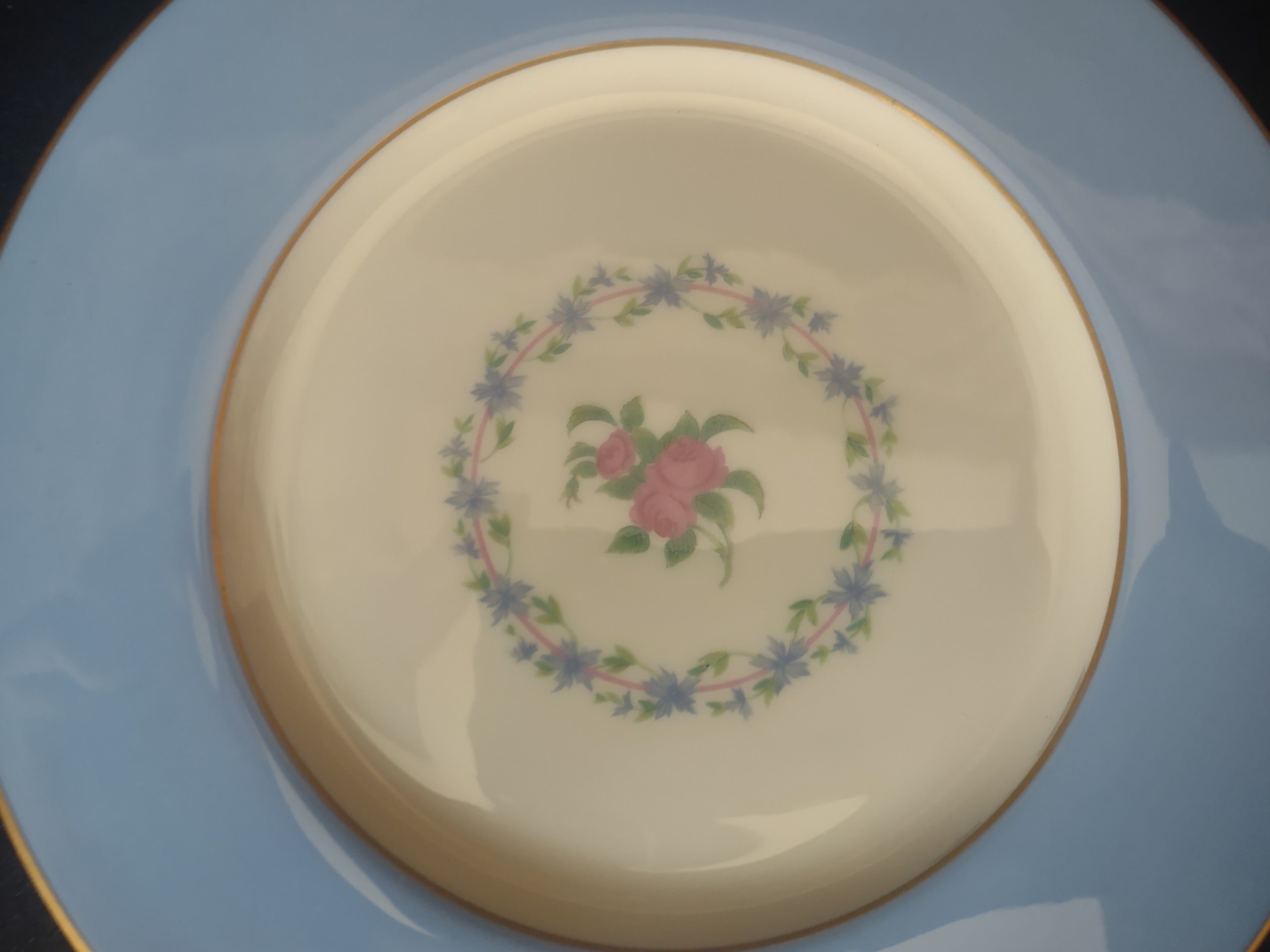 Vintage Lenox Blue Rim Black Starr & Frost Gorham Dinner Plate (lot 1797)