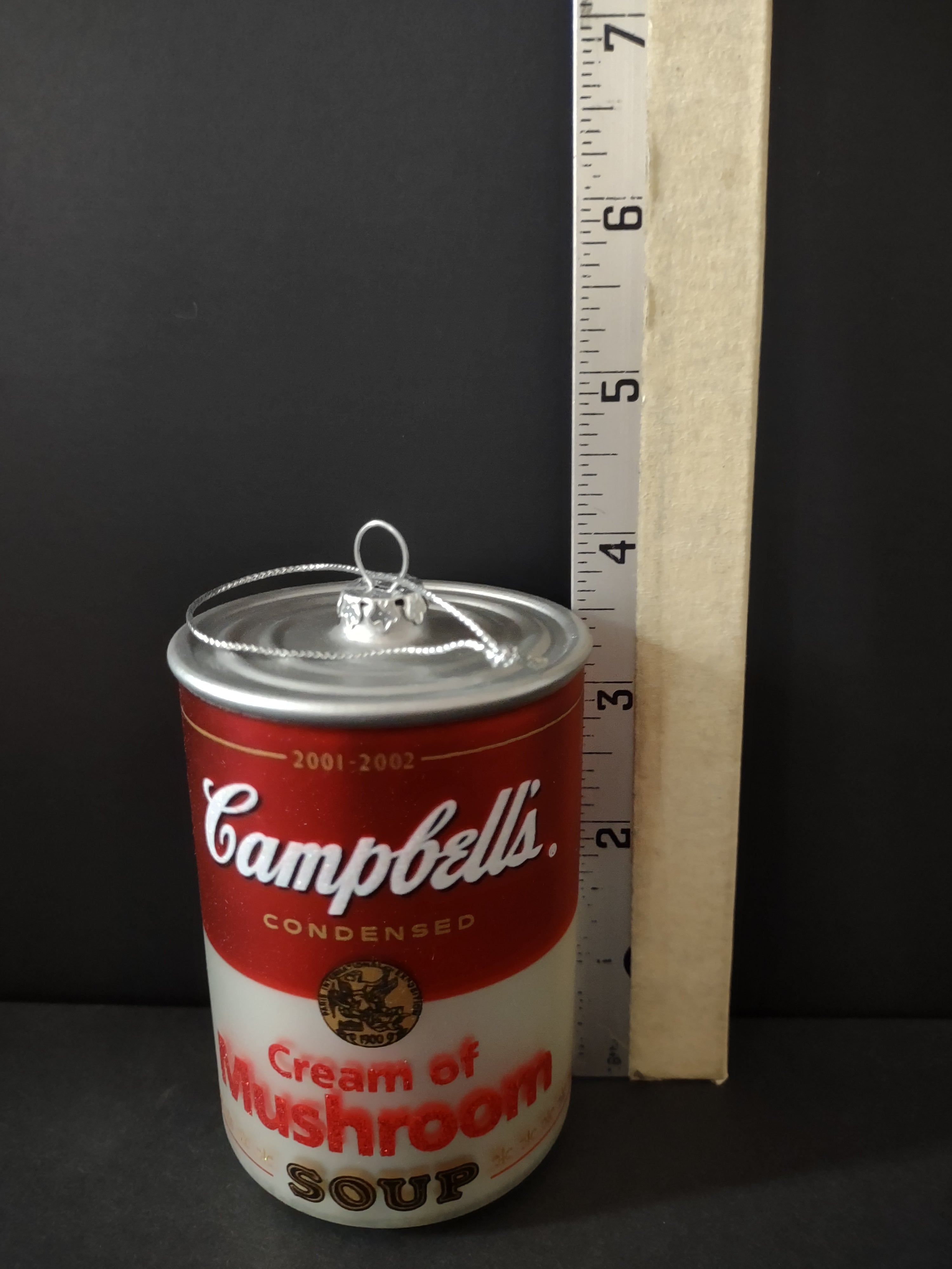 Vintage Christmas 2001 Campbells Cream of Mushroom Soup Can Ornament (Lot 4707)