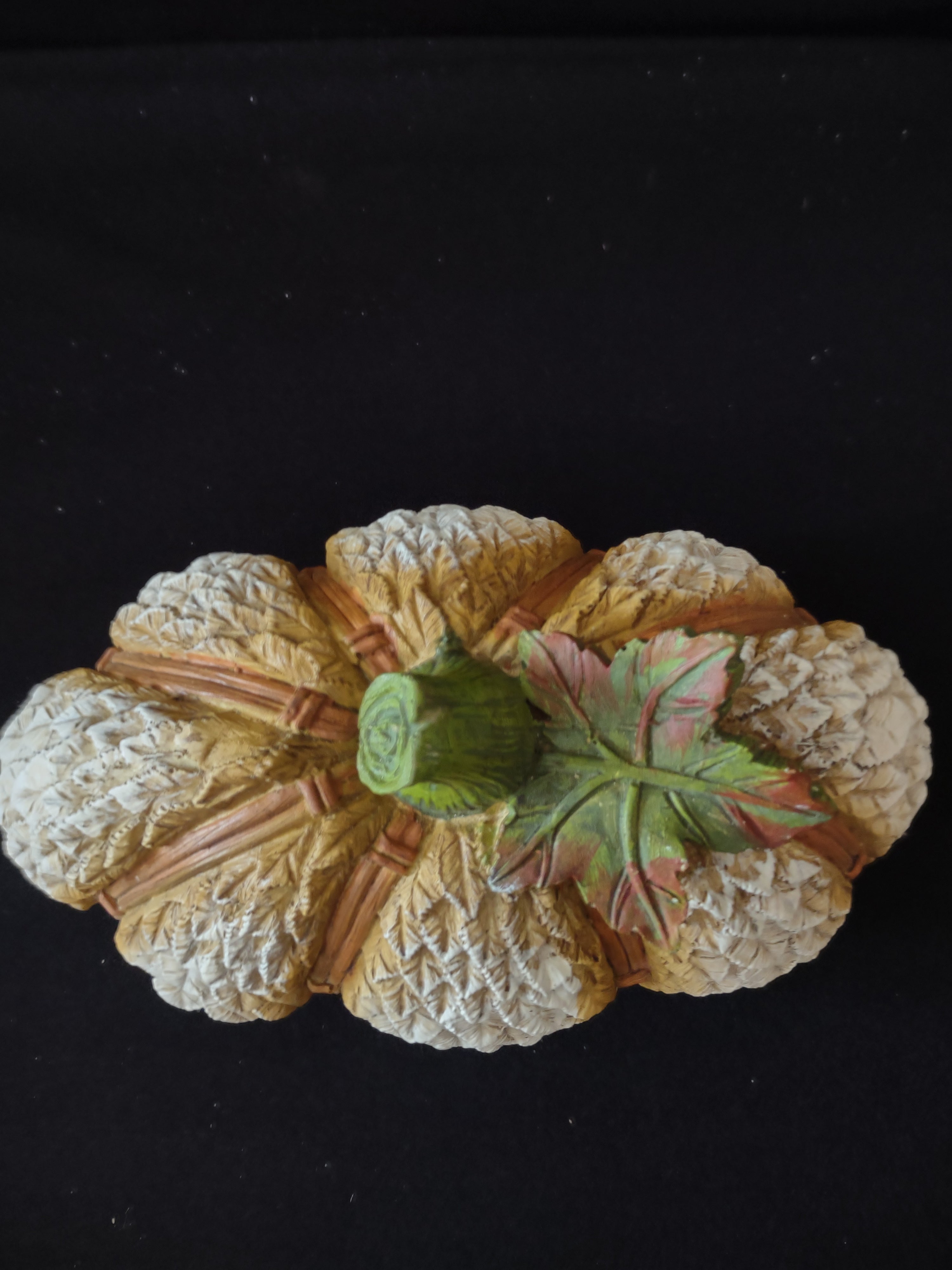 Thanksgiving/Halloween/Harvest Polyresin Pumpkins X 3 (Lot 3125)