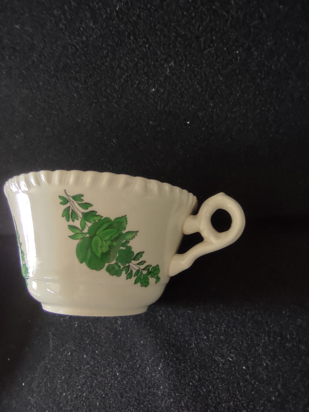 Vintage Spode Teacup Saucer Green Basket Ironstone English Countryside (Lot 5796