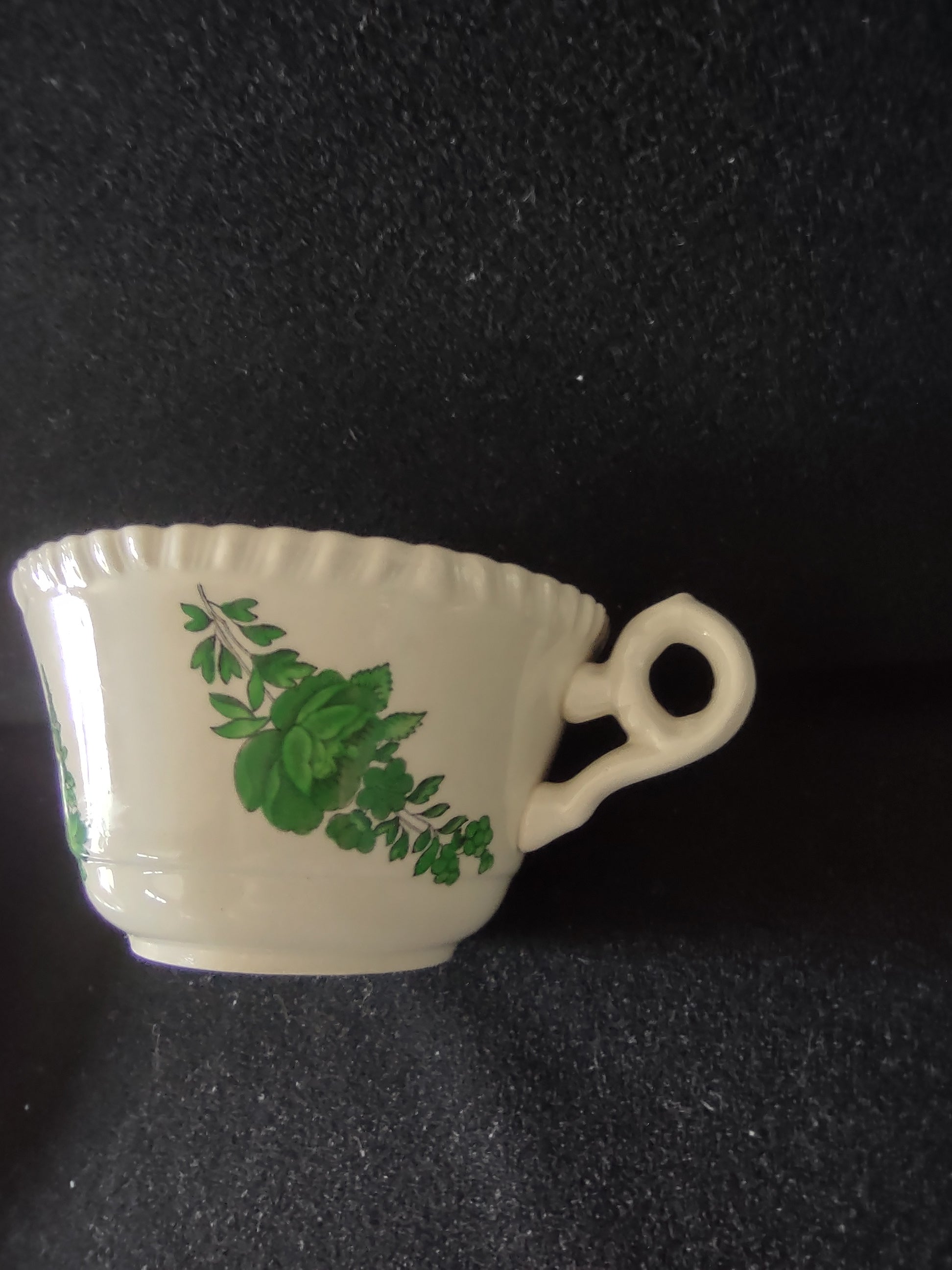 Vintage Spode Teacup Saucer Green Basket Ironstone English Countryside (Lot 5796