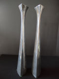 Vintage Mann Pewtertone 14.5" Candle Stick Set Of 2 MCM (Lot 5729)