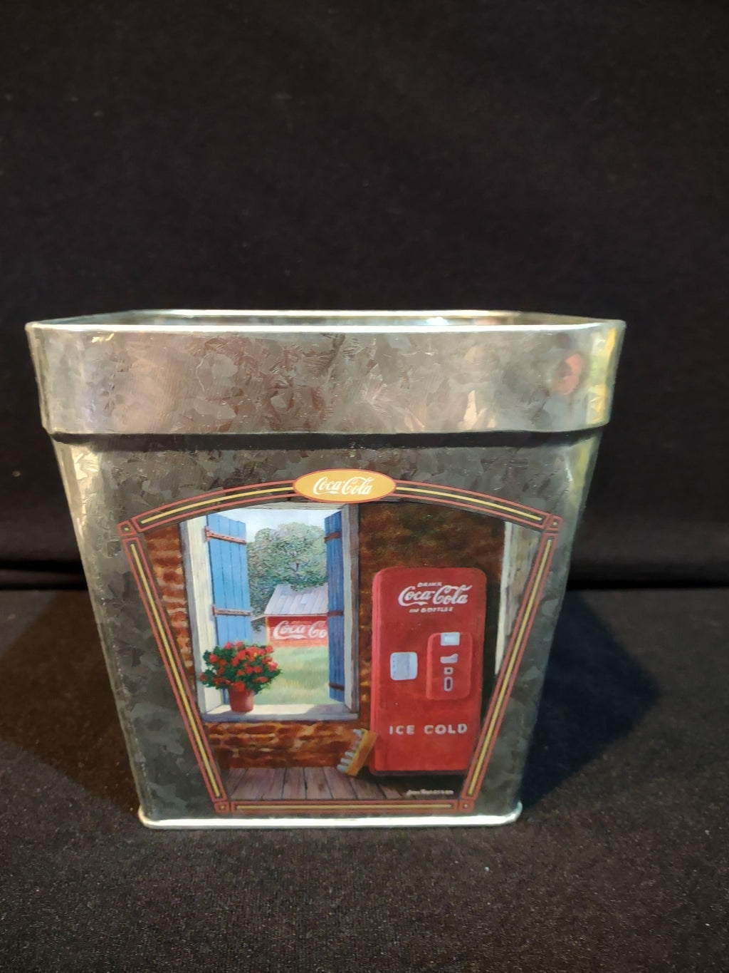 Vintage Coca-Cola Tin Planter 6" x 6" (lot 5419)