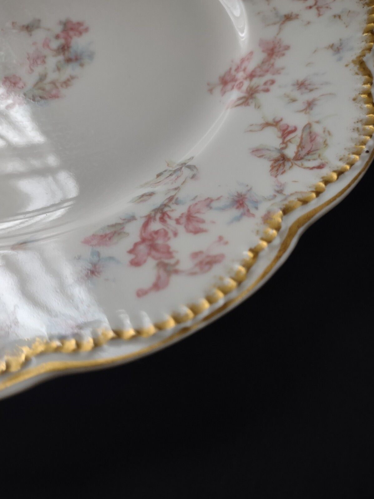 Haviland Limoges France Double Gold Trim Dessert Plate Flower (lot 635)