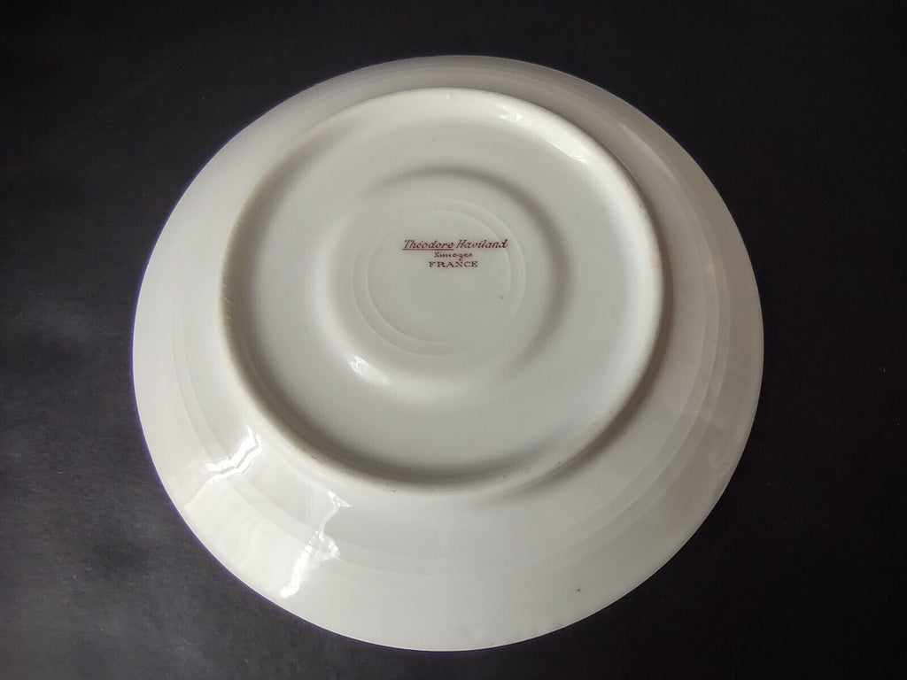Haviland Limoges Gold Green & Pink Rose Garland Trim Teacup & Saucer (lot 686)