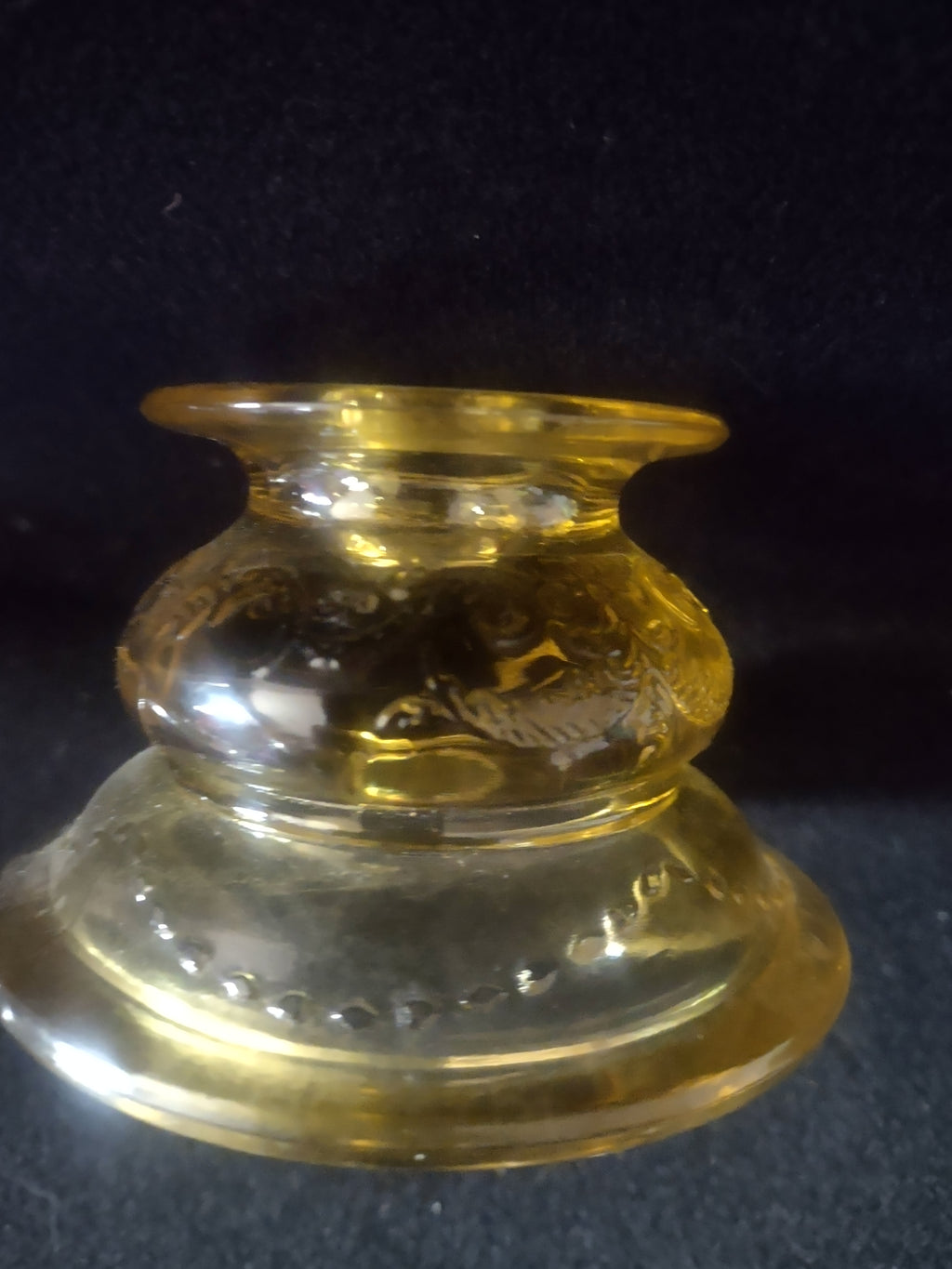 Vintage Federal Depression Glass Madrid Candlestick Holder x 2 Amber (Lot 5309)