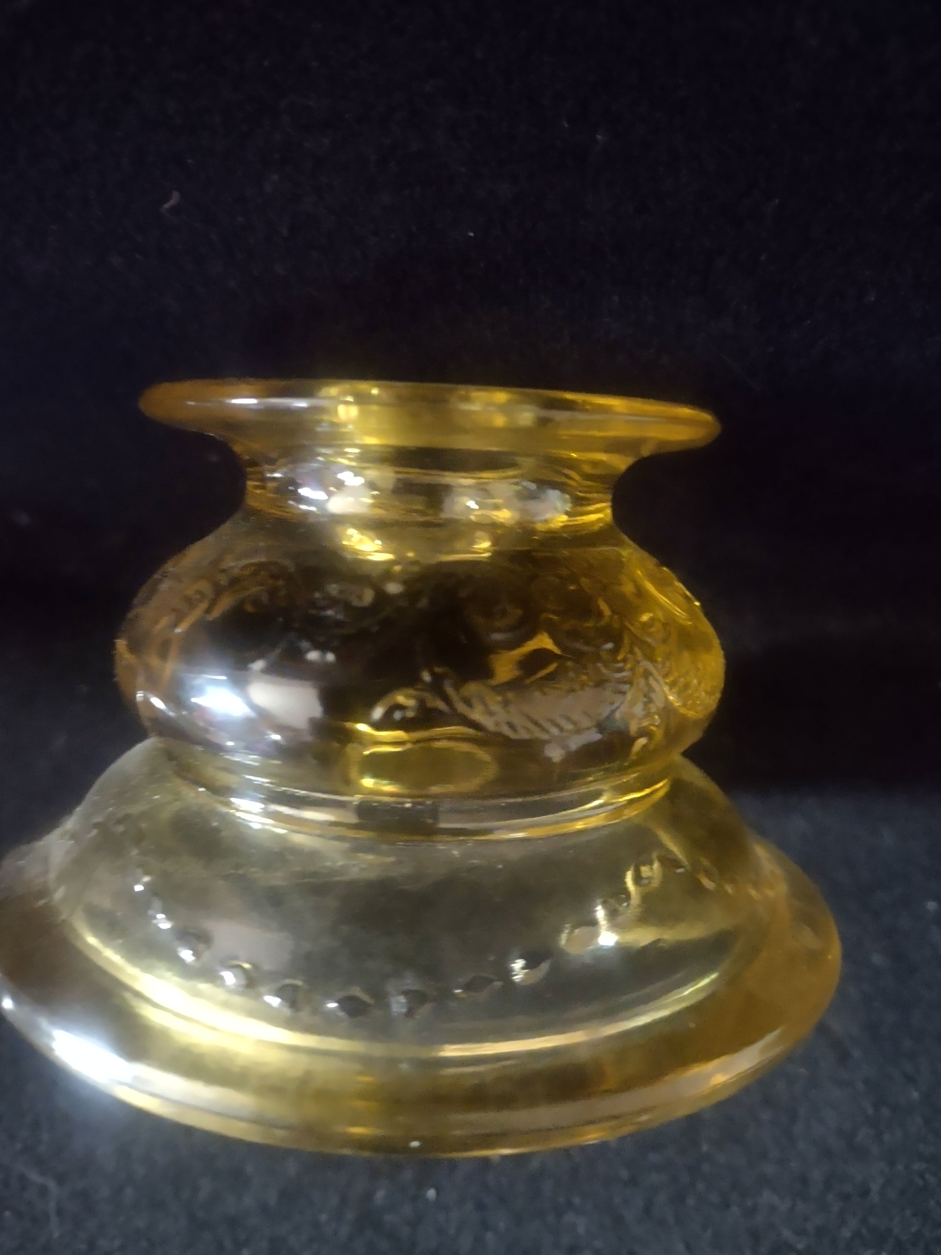 Vintage Federal Depression Glass Madrid Candlestick Holder x 2 Amber (Lot 5309)