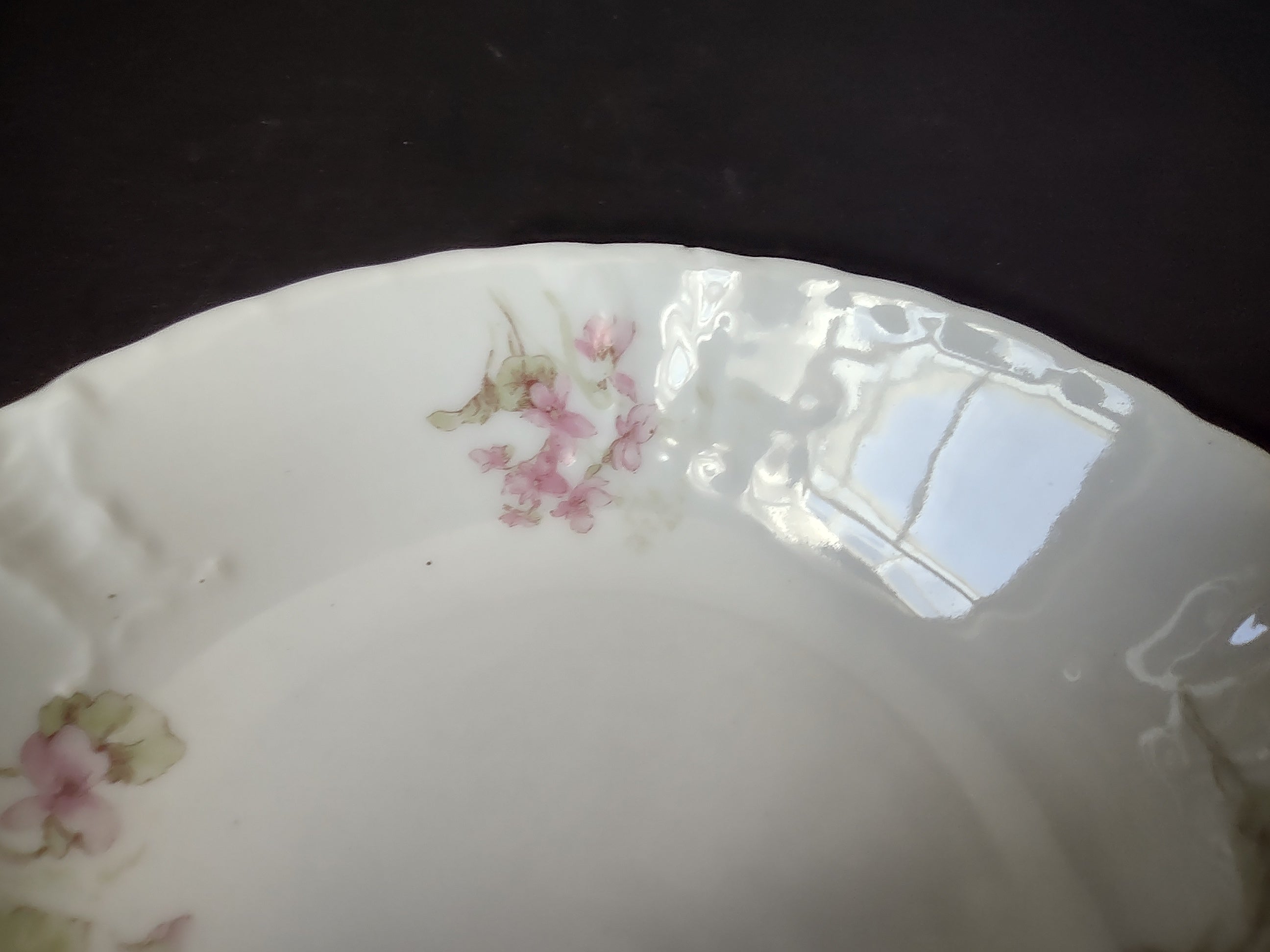 Haviland Limoges French Cottage Shabby Chic 2 x Cranberry Bowl (lot 1106)