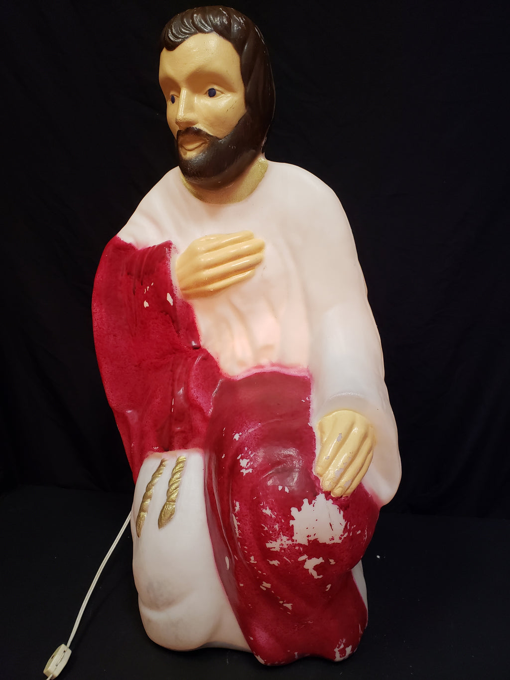 Vintage Christmas Blow Mold Nativity Joseph Maroon Figurine 29" (lot 2245)