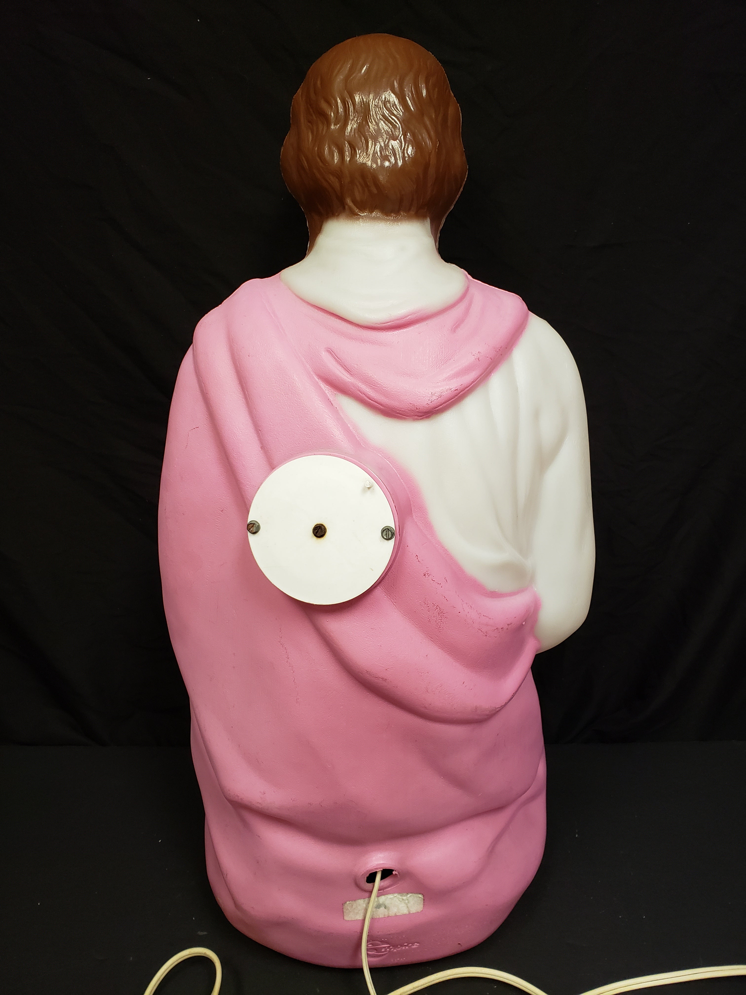 Vintage Christmas Outdoor Blow Mold Nativity Joseph Pink Figurine 27" (lot 2244)
