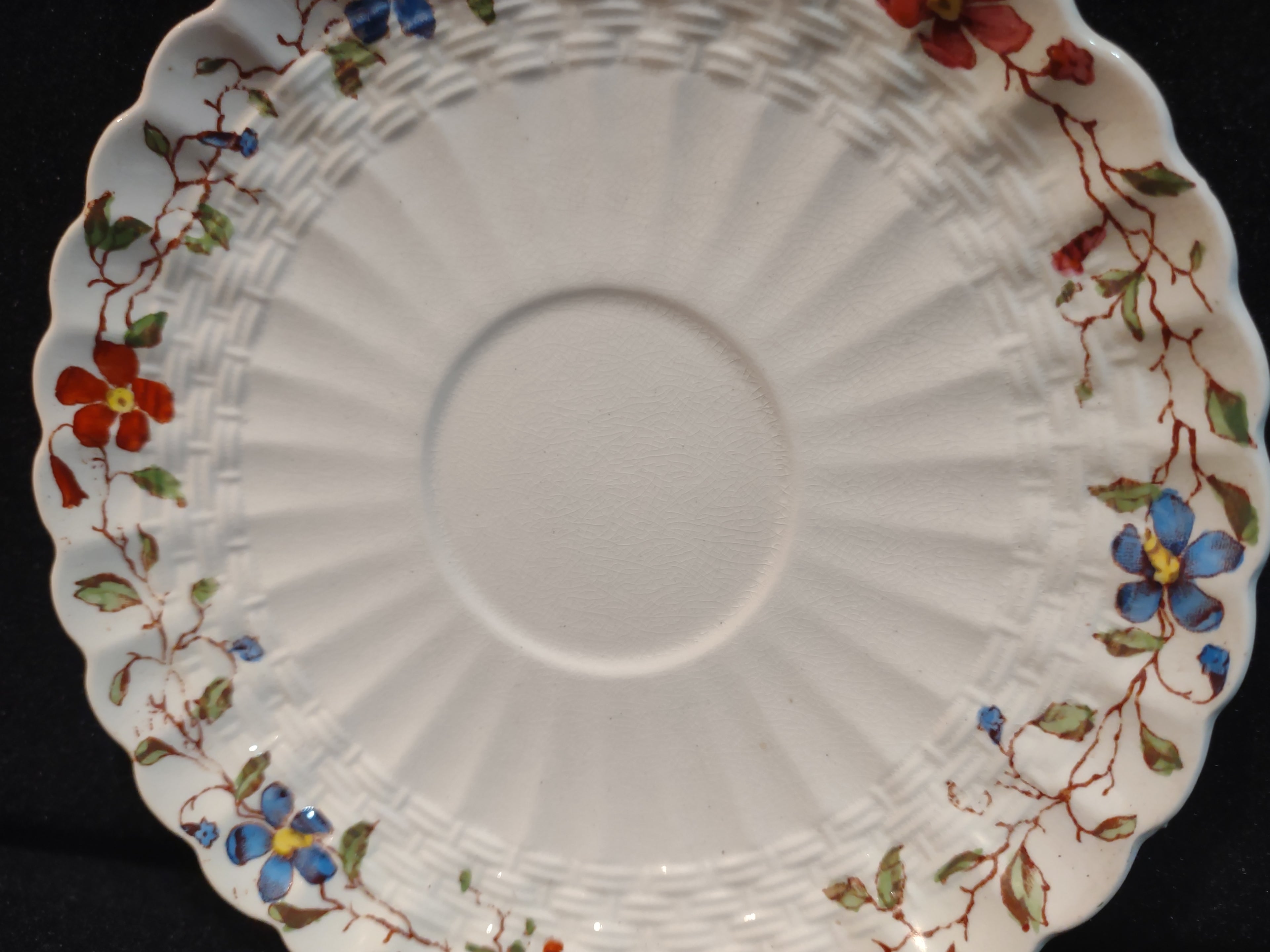 Vintage Spode Wicker Dale Demitasse Saucer x 2 Countryside Ironstone (lot 5754)