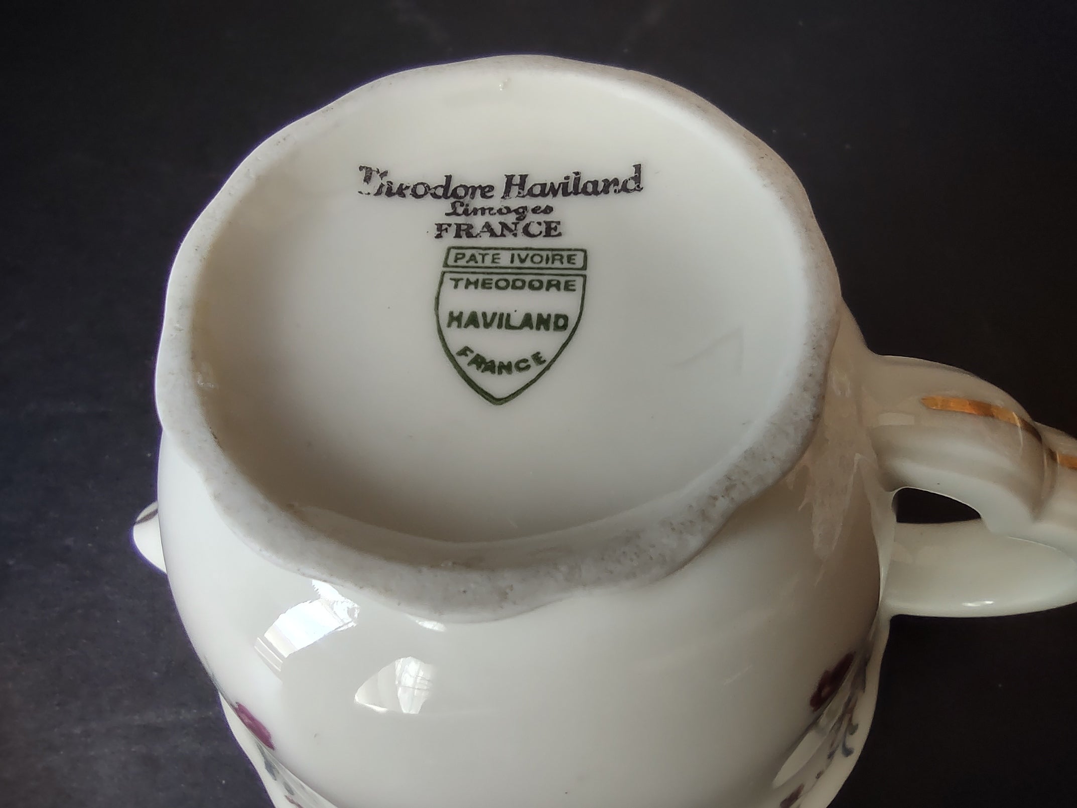 Haviland Limoges Creamer Pitcher Peony Flower Cream (lot 930)