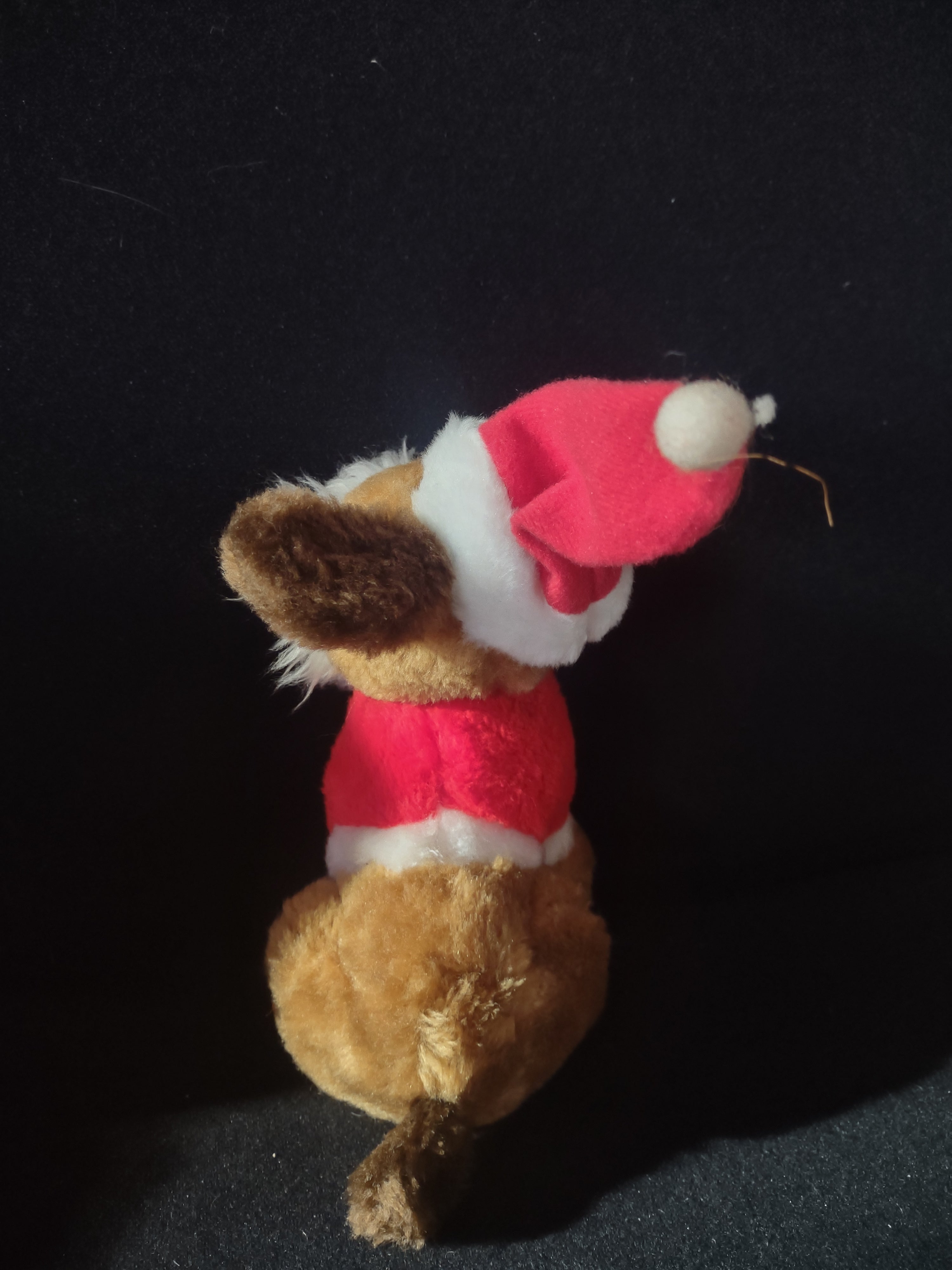 Vintage Wallace Berrie Plush Christmas Dog Santa Suit Hat (Lot 4537)
