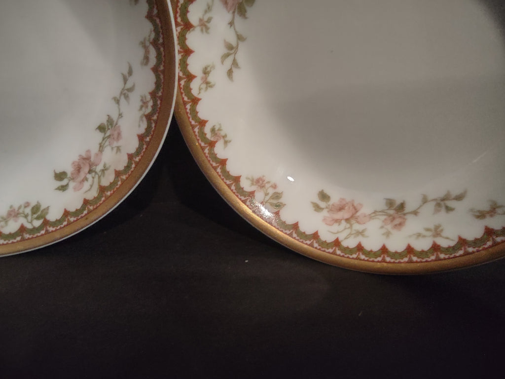 Haviland Limoges French Chic Rose Maroon Green 2 x Cranberry Bowl (lot 1092)