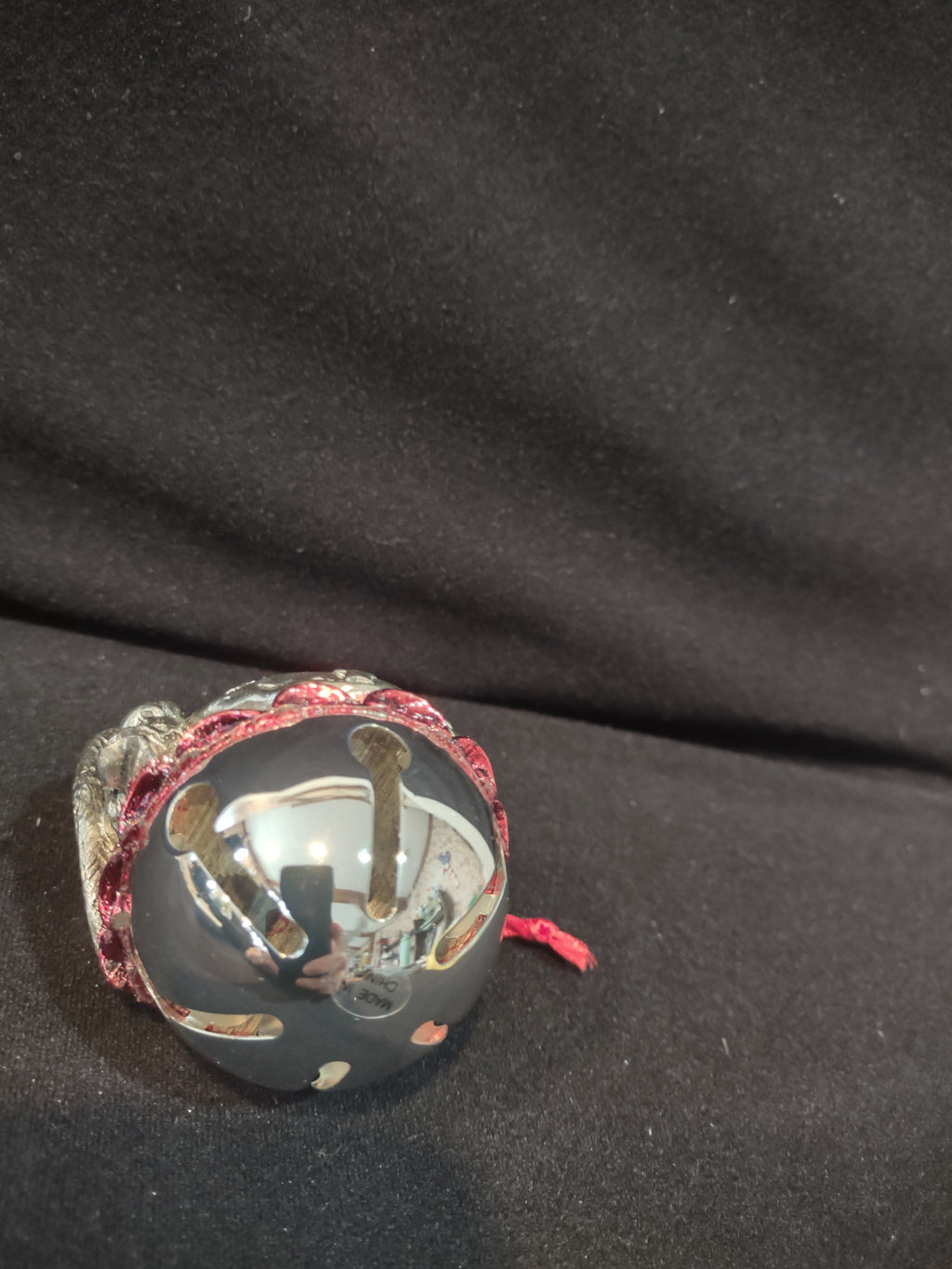 Christmas Silver Plated Angel Bell Ornament Red Robe Cardinal (Lot 4093)