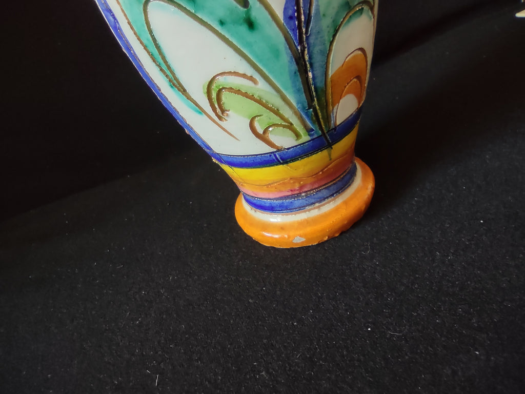 Vintage Ceramic Italy Small 8" Vase Floral Village House (lot 5289)