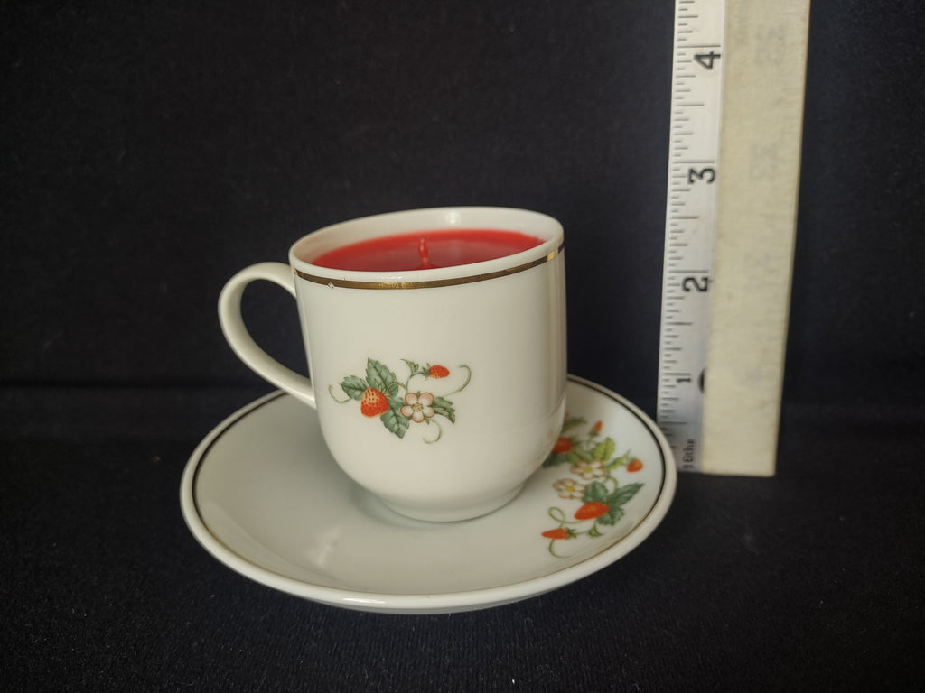 Made Brazil for Avon Porcelain 22k Gold Trim Dessert Demi-Cup Candle (lot 2724c)