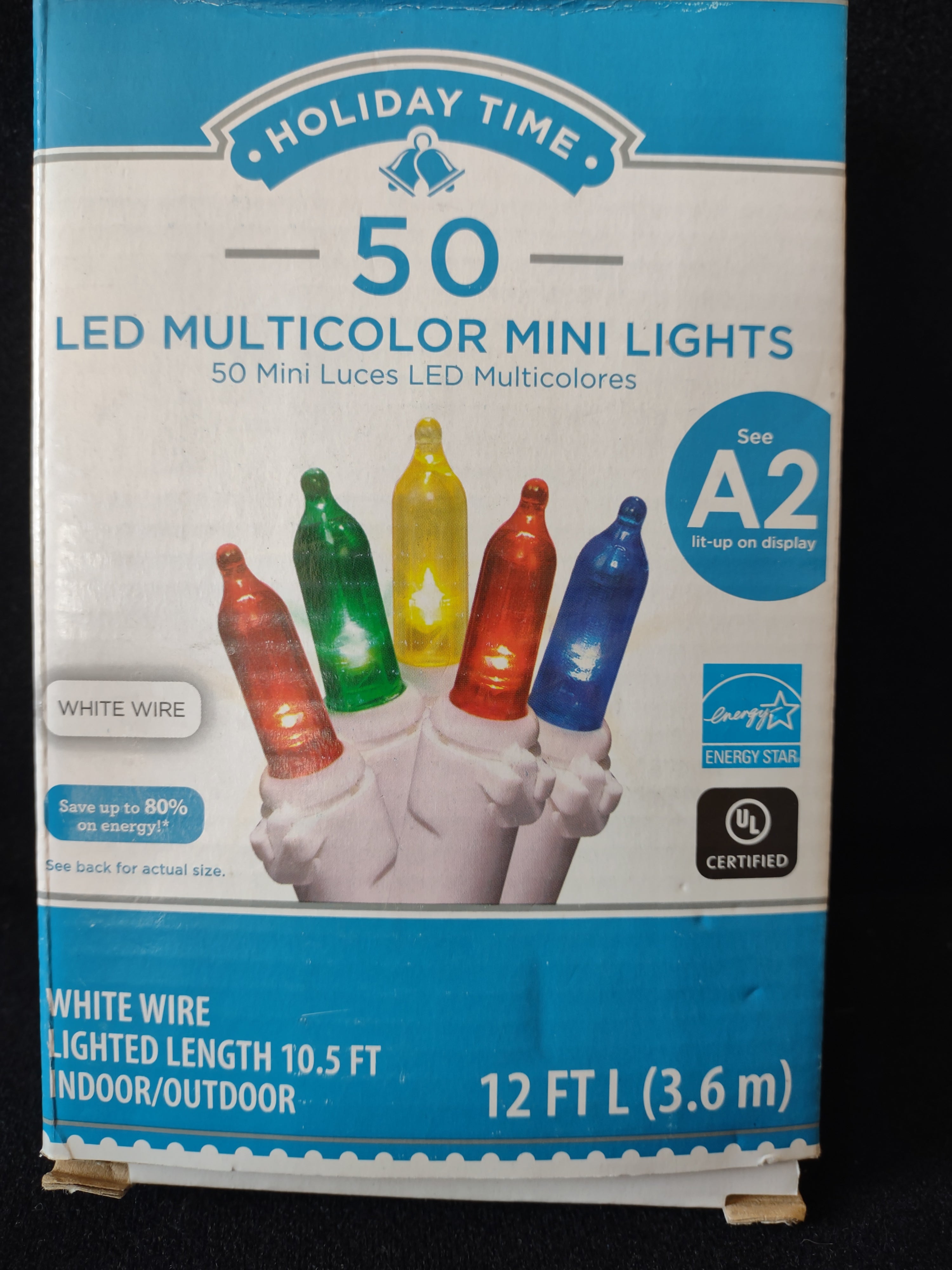 Christmas LED 50 Mini Lights Indoor Outdoor 2 Warm White 2 Multicolor (Lot 4289)