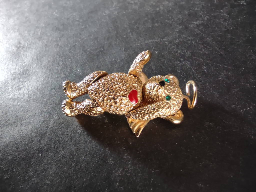 Vintage Articulated Batya Golden Bear Pin Moving Legs Arms Jewelry (lot 4400)