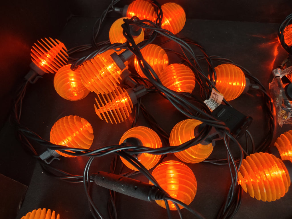 Halloween Lights String x 3 Jack-O-Lantern Pumpkin Orange (lot 3018j)