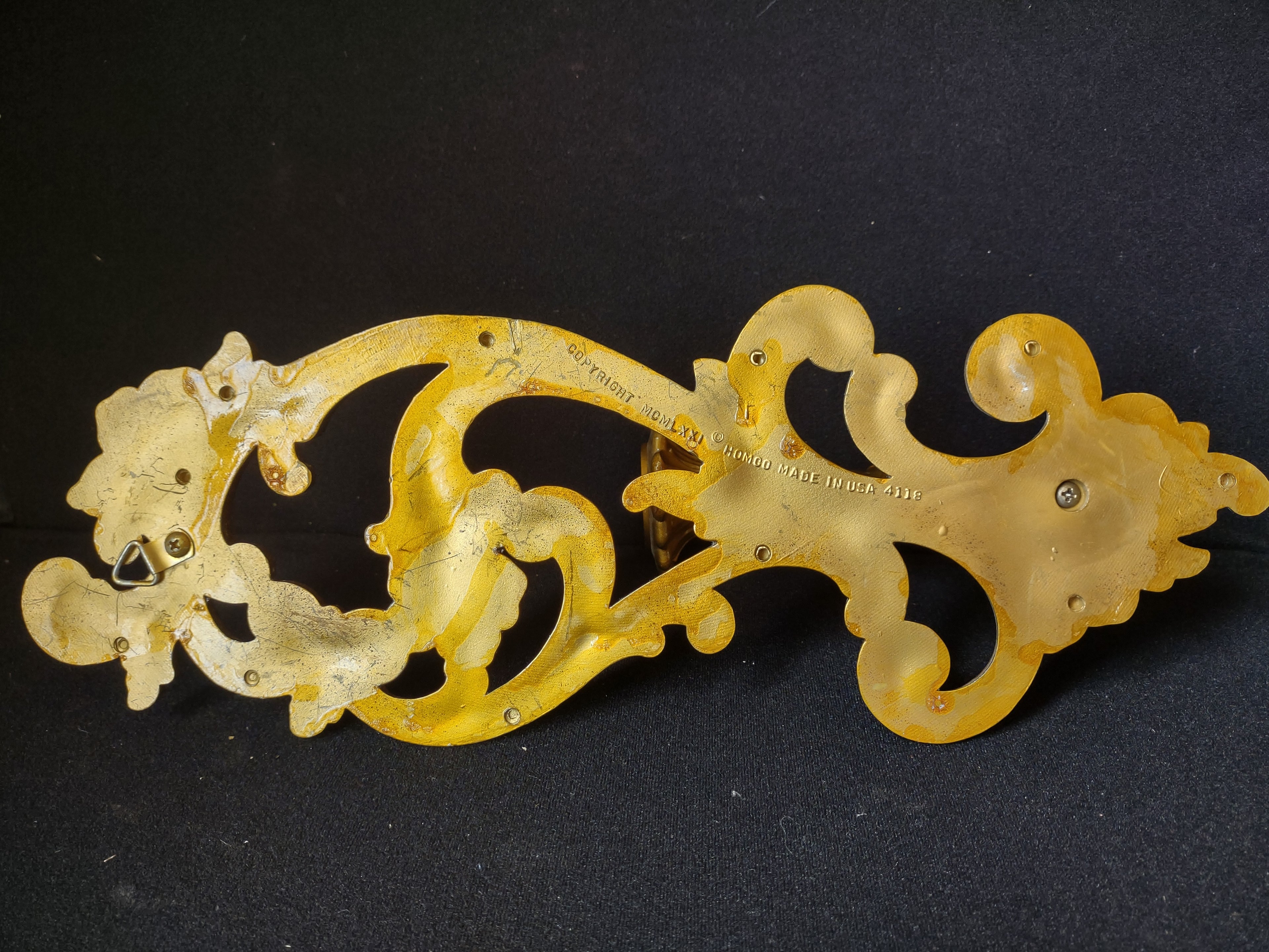 Vintage Syroco Wall Sconce Candle Holder Plastic Regency Ornate Golden (lot 1611)