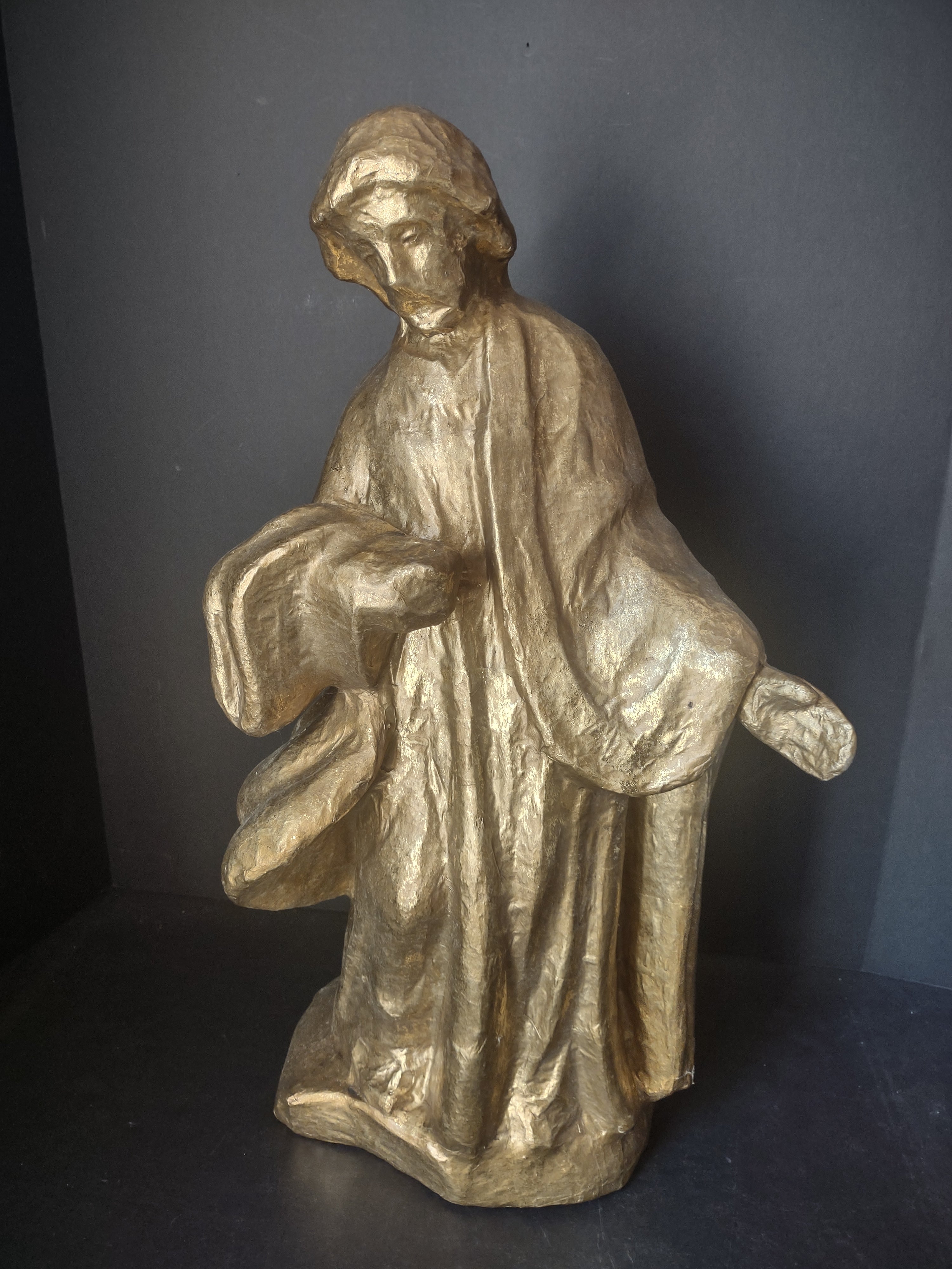 Christmas Paper Mache Shepard Nativity Golden Color 22" (lot 2184)