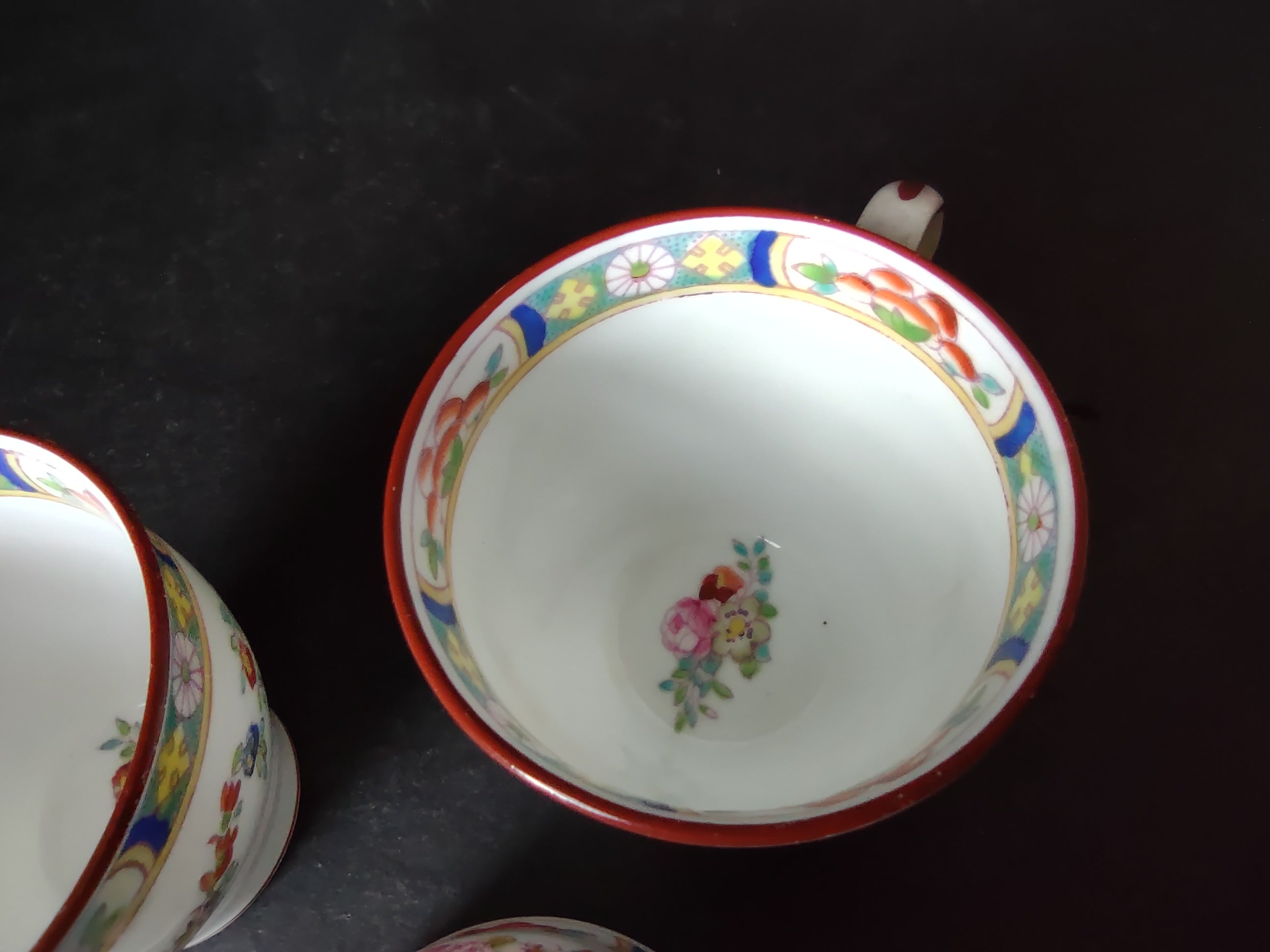 Vintage Minton Rose Garland Swag Demitasse Cup x 3 Bone China England (lot 5481)