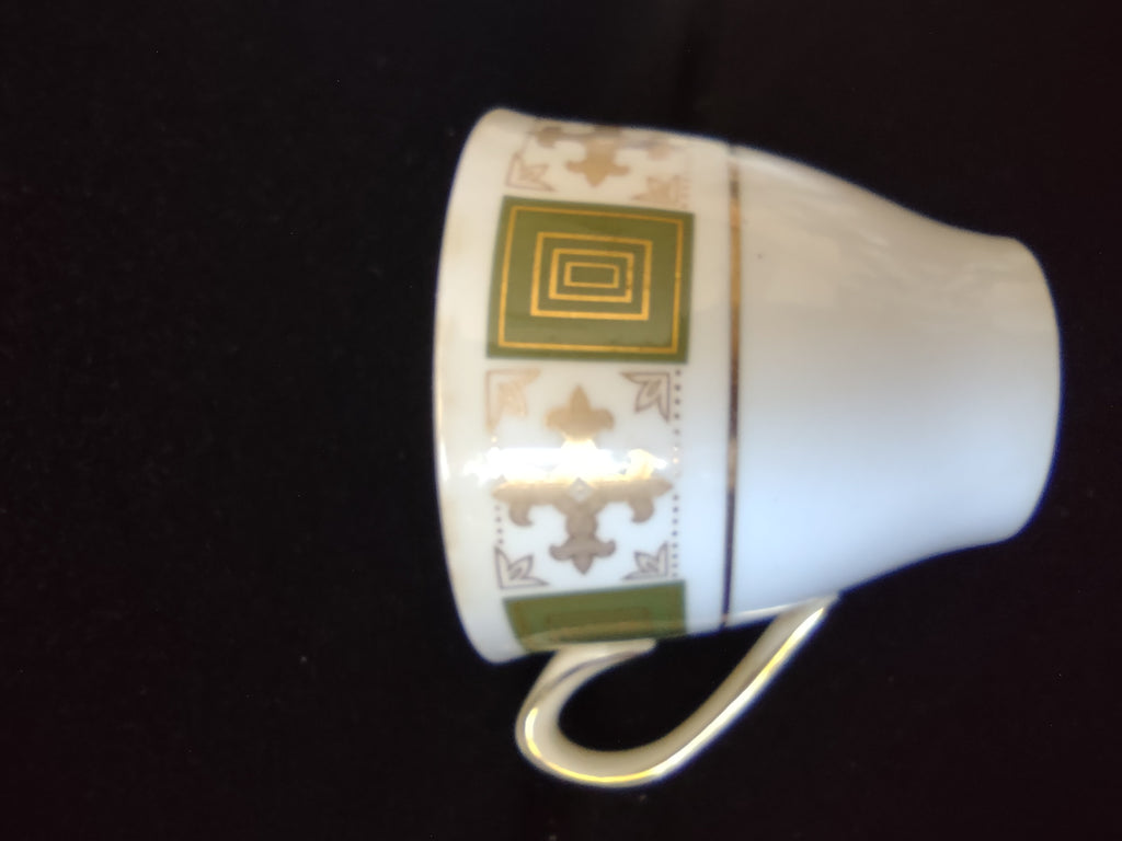 Vintage Spode Coffee Cup Persia Green Bone China Set Of 4 (Lot 5725)