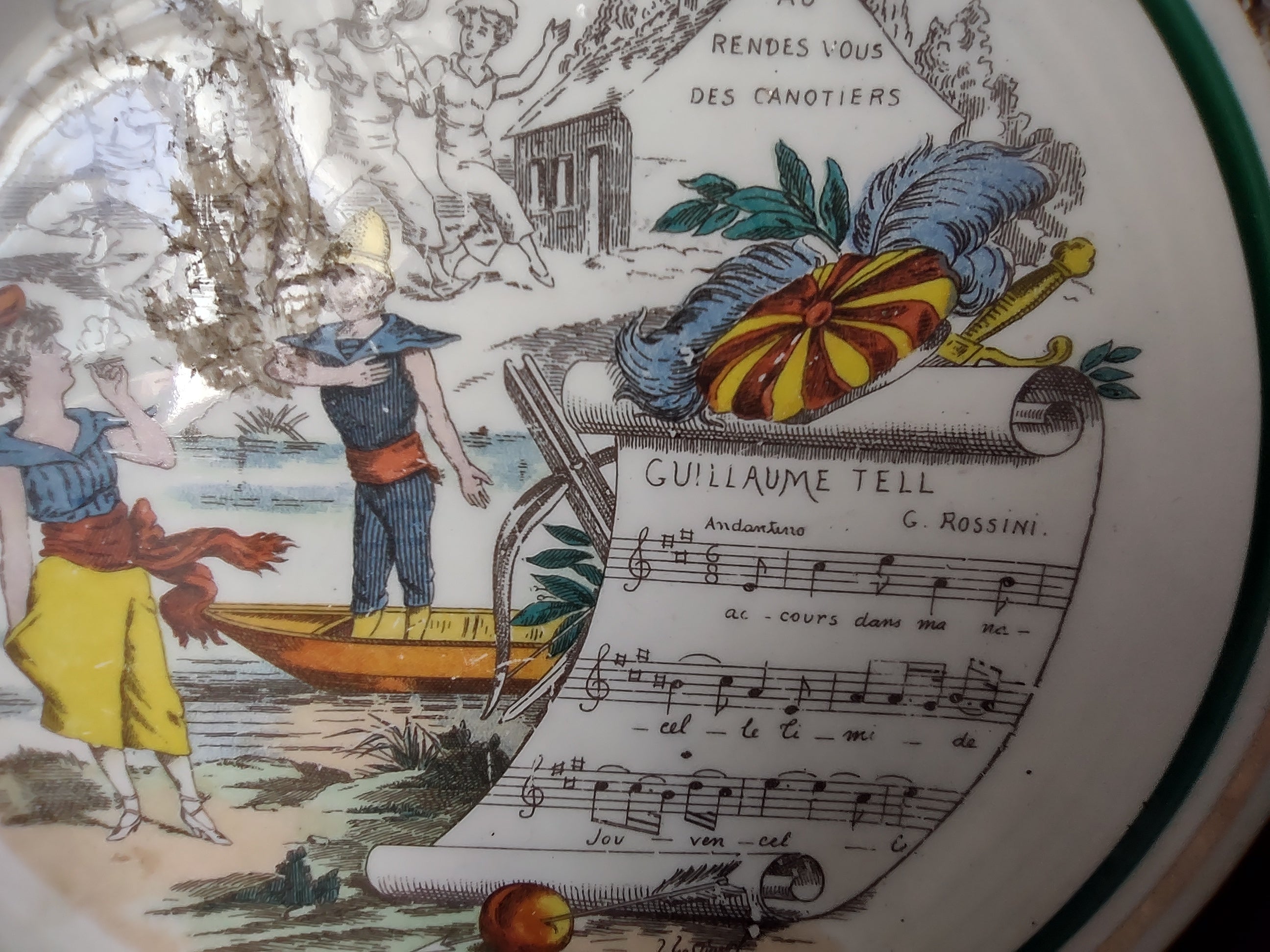 PV Limoges French Cottage Shabby Chic Music Design Plate 6-1/4" (lot 1124)