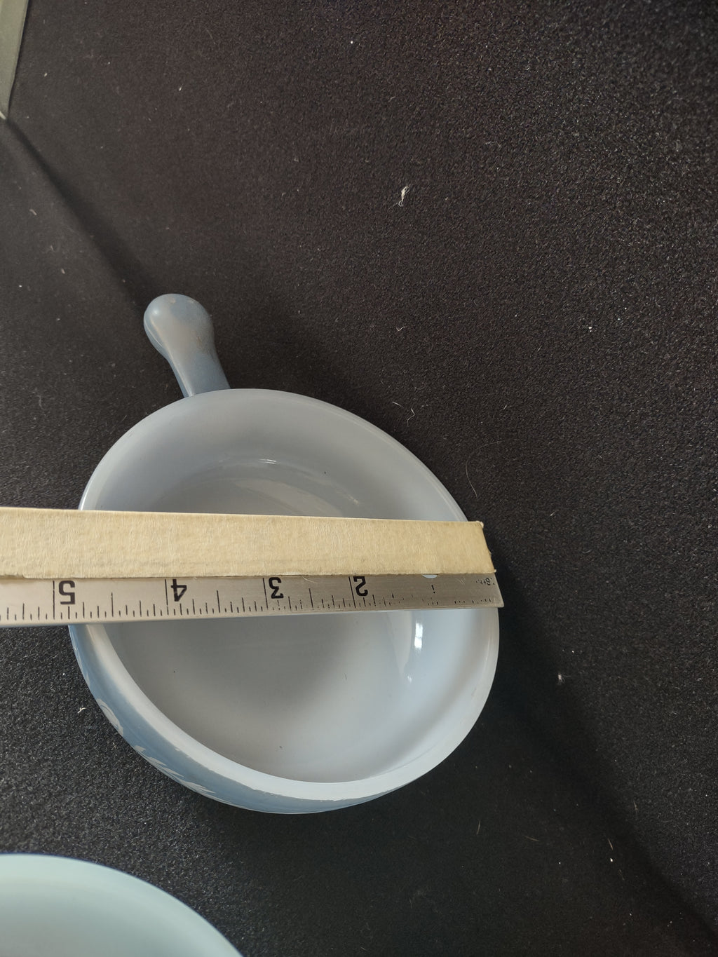 Vintage Milk Glass Glasbake USA Soup Bowl Blue x 2 (lot 5215)
