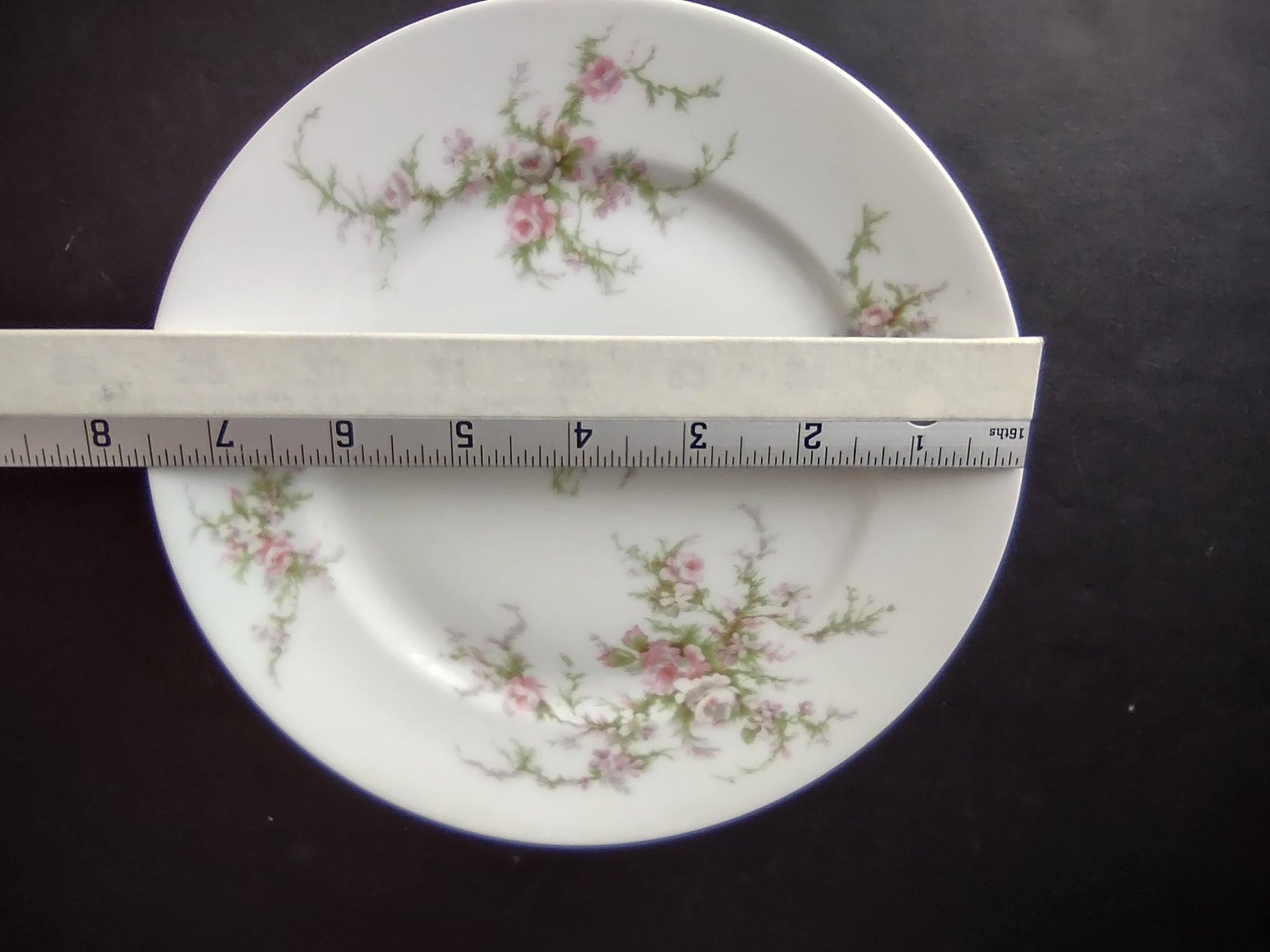 Haviland Limoges 2 x Dessert/Salad Plate Pink White Cabbage Rose Moss (lot 903)