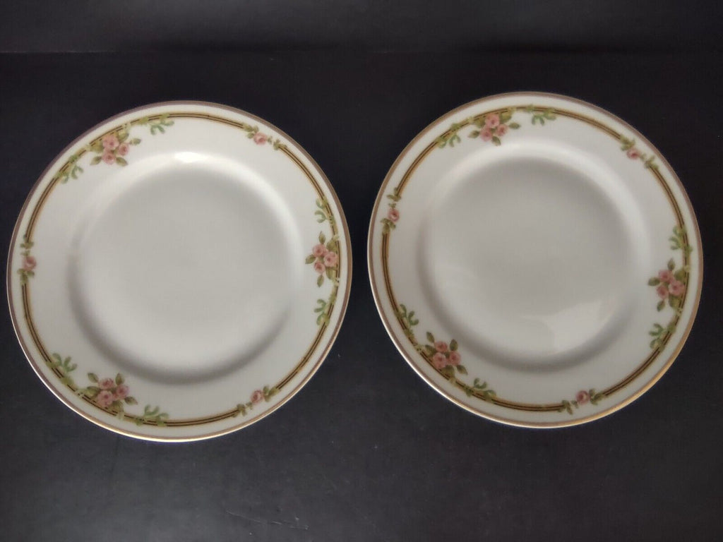 Haviland Limoges Schleiger 625 A Red Rose 2 x Bread Butter Plate 6-1/4" (lot 538
