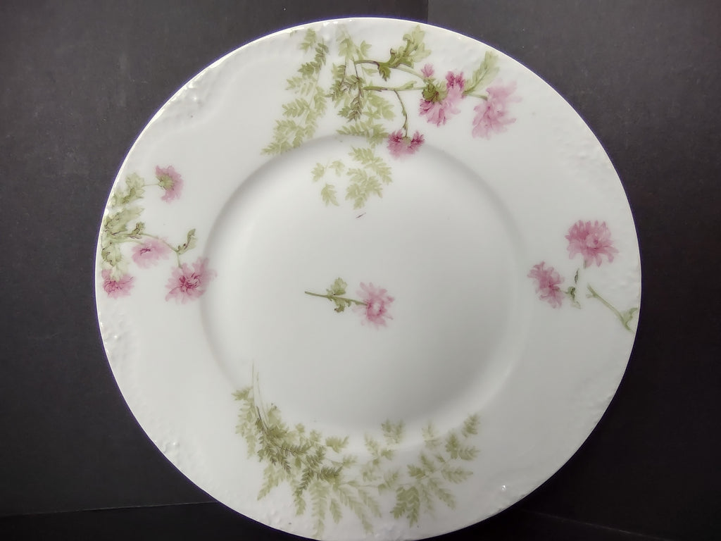 Haviland France Limoges Dessert/Salad Plate Pink Flower Fern (lot 975)