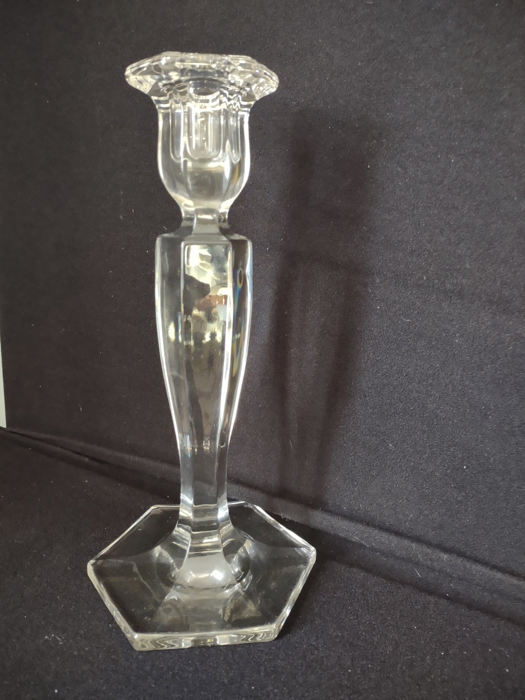 Vintage Clear Glass Candle Holder 10" (lot 2516c)
