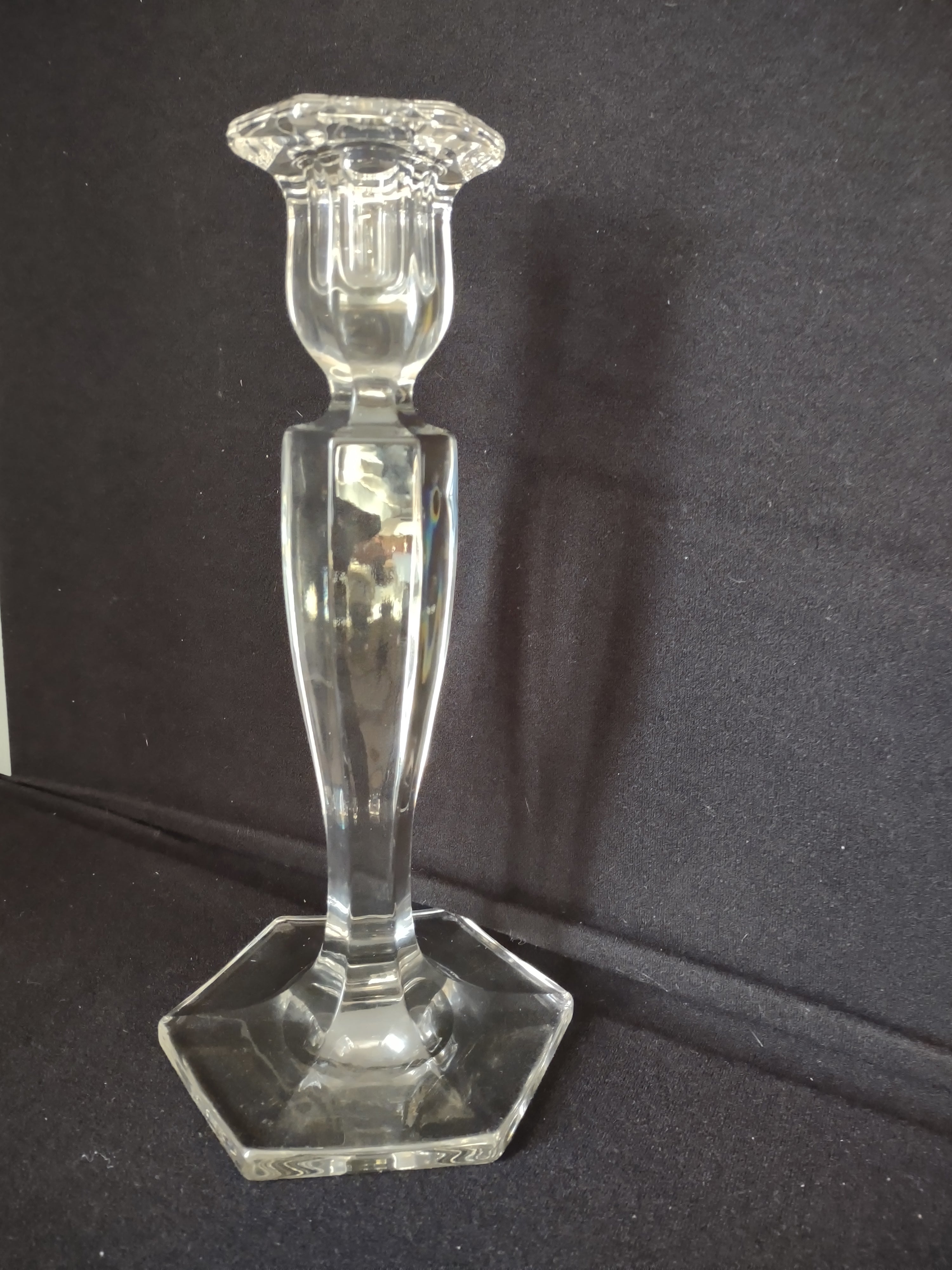 Vintage Clear Glass Candle Holder 10" (lot 2516c)