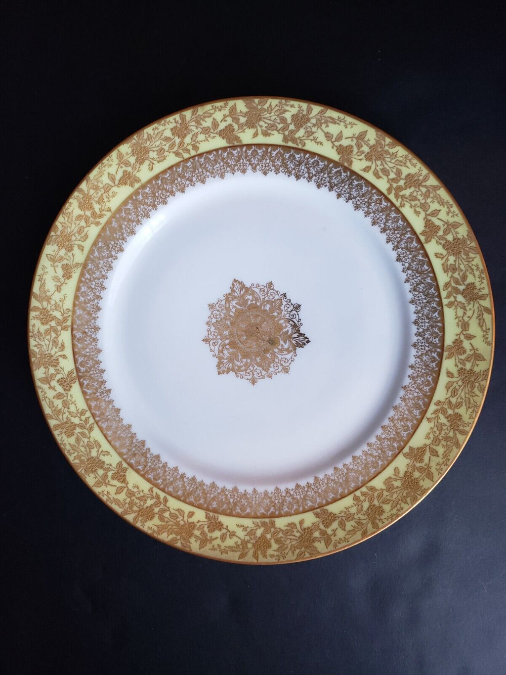 GDA Limoges France Salad/Luncheon Plate Yellow Raised Gold Snowflake (lot 650)