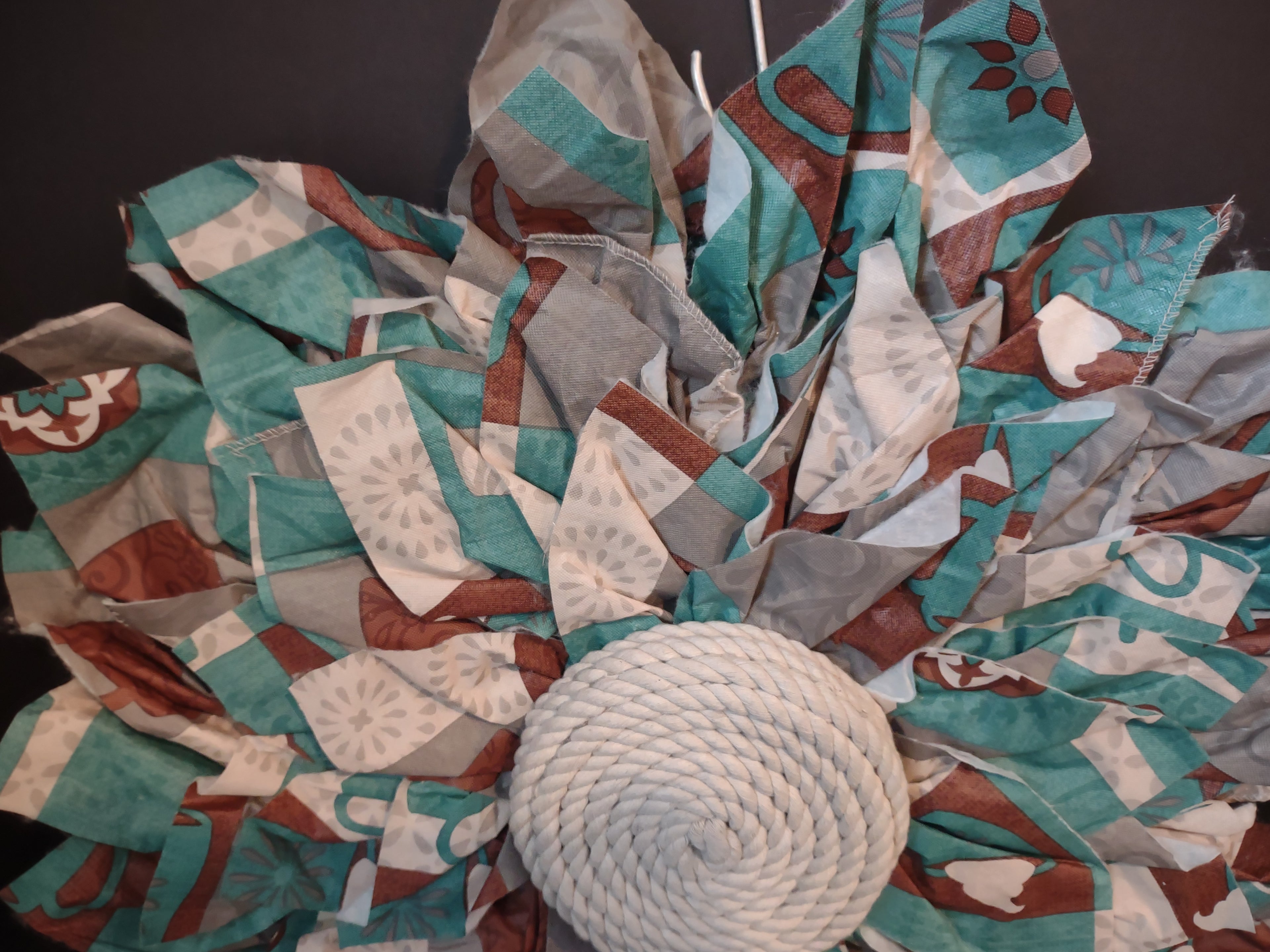 Front Door Wreath Spring Turquoise Brown Decor (lot 1366)