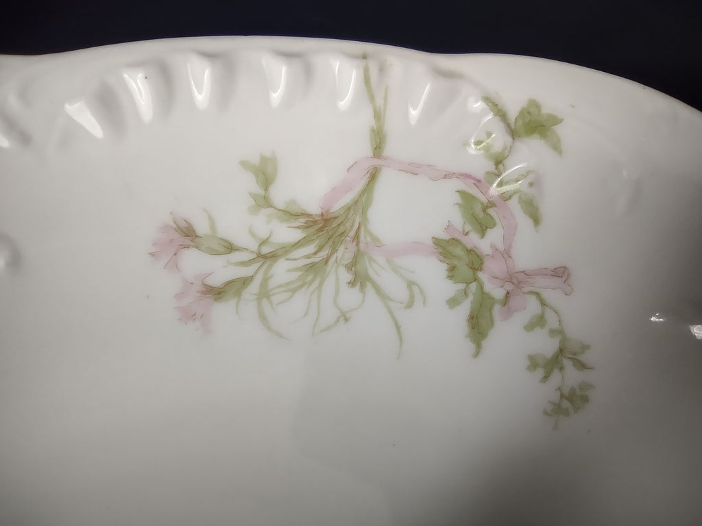 Haviland Limoges Gold Trim Handles Pink Cornflower Serving Bowl (lot 946)