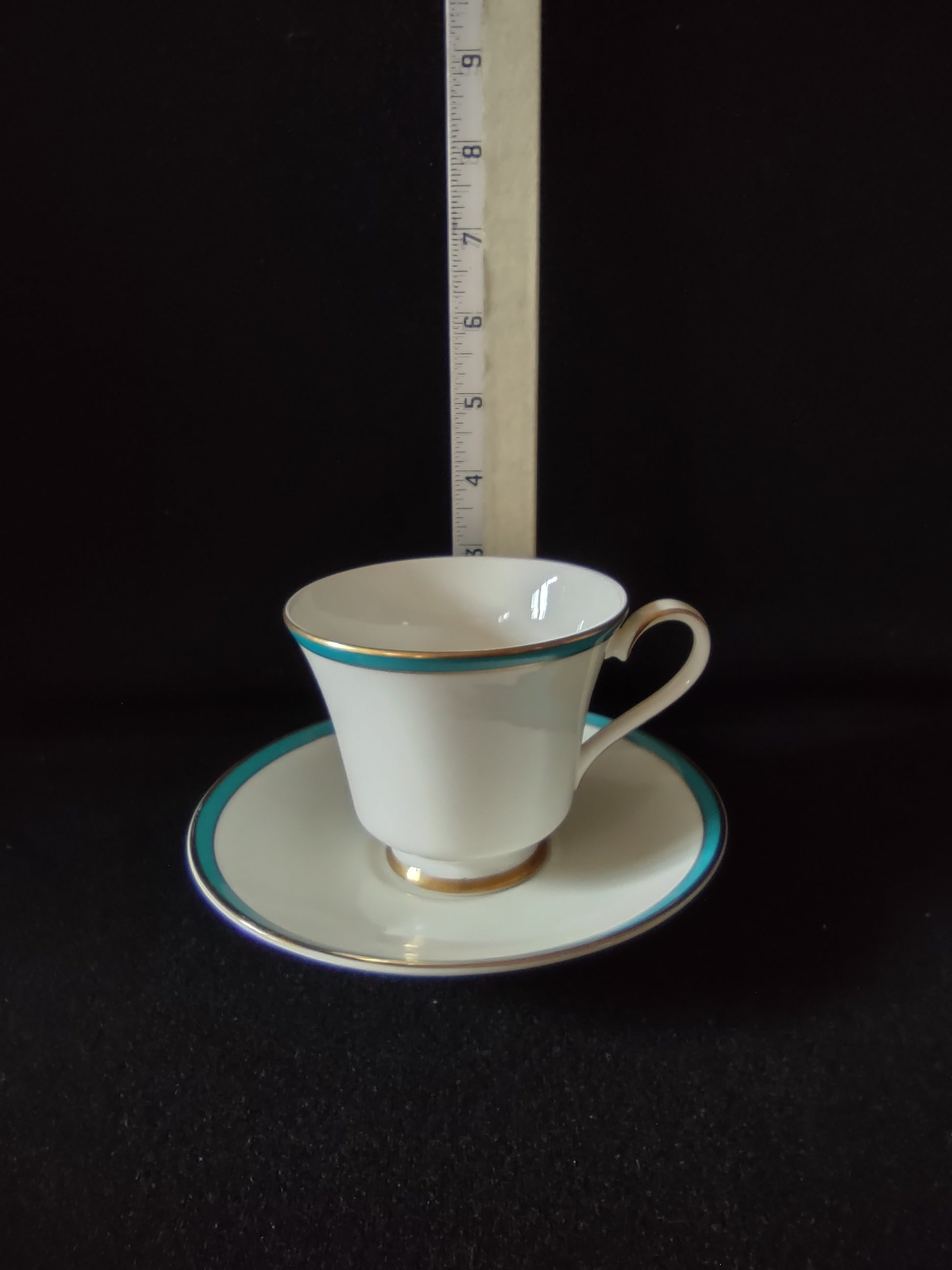 Vintage Minton Saturn Turquoise Tea Cup Saucer Bone China (Lot 5493)