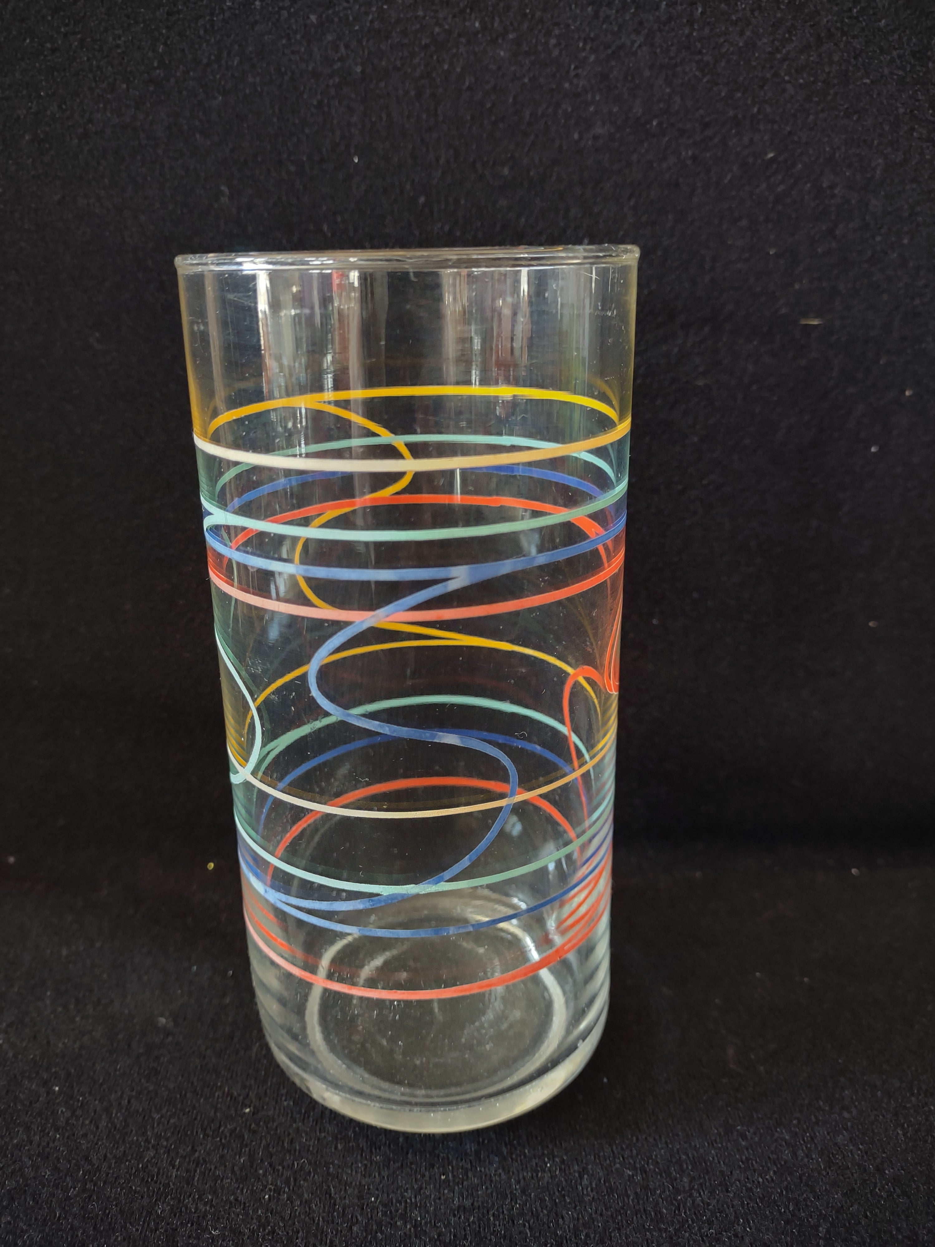 Vintage MCM Anchor Hocking x 5 Water Tumbler Drinking Glass Swirl 6" (lot 5161)