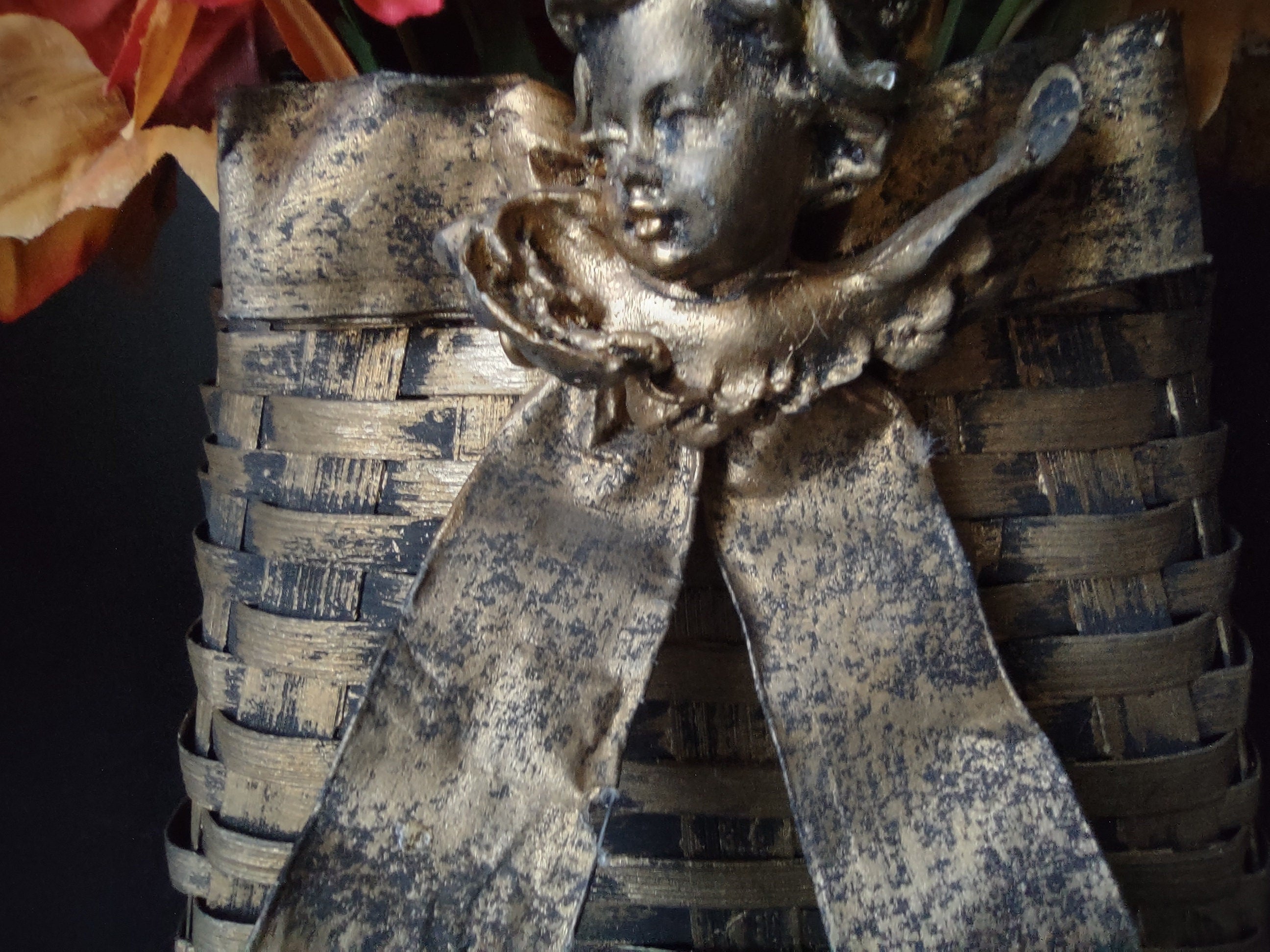 Angel Cupid Hanging Basket Fall Farmhouse Sunflower Halloween (lot 3072)