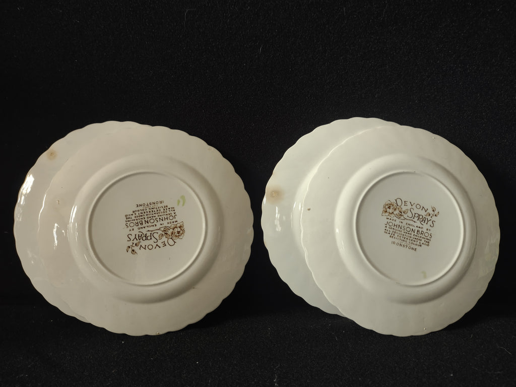 Vintage Johnson England Ironstone Devon Sprays Small 6-1/2" Plate x 4 (lot 5599)