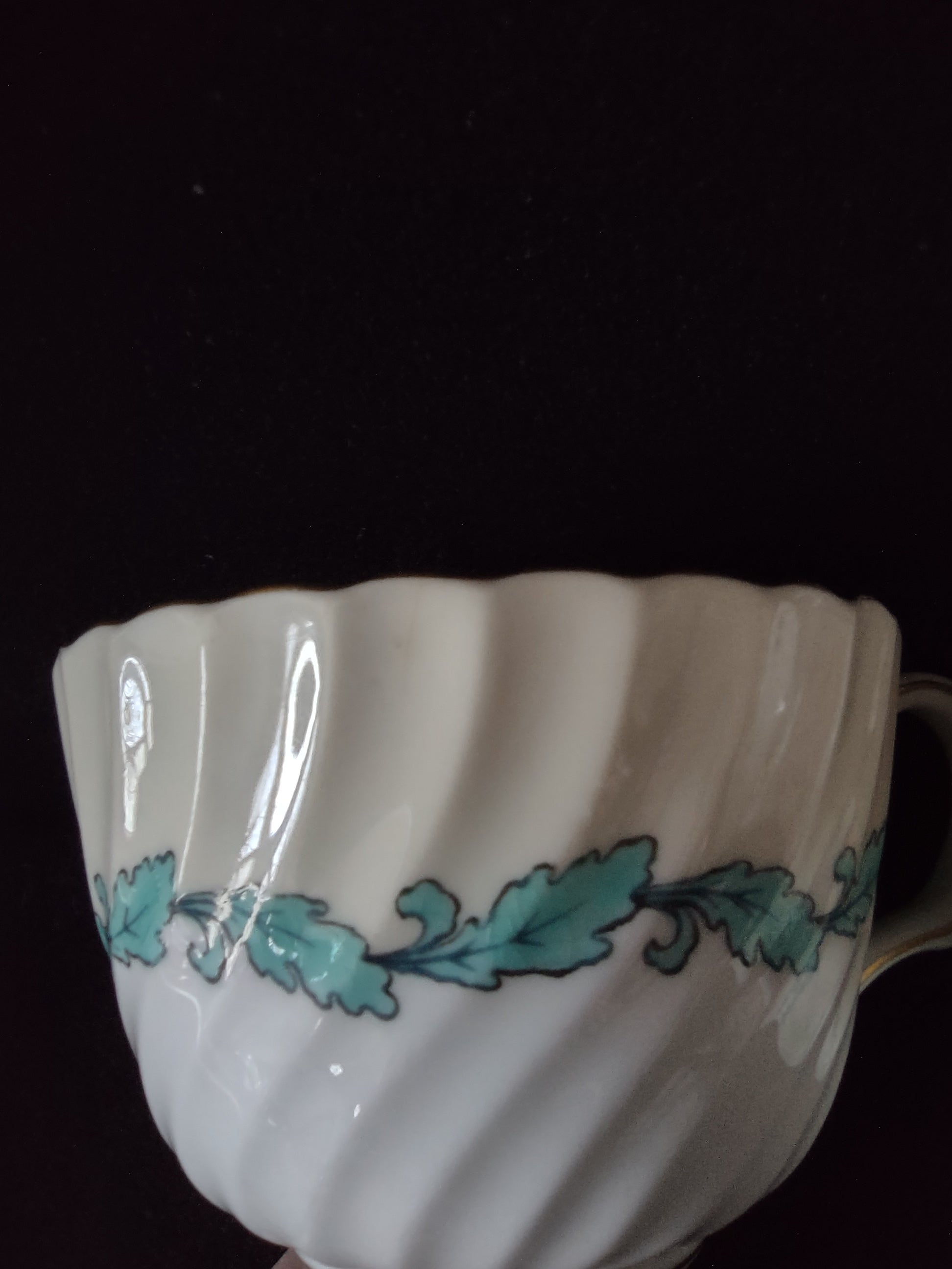 Vintage Minton Ardmore Teacup Bone China Leaf Floral Gold Set Of 2 (Lot 5494)