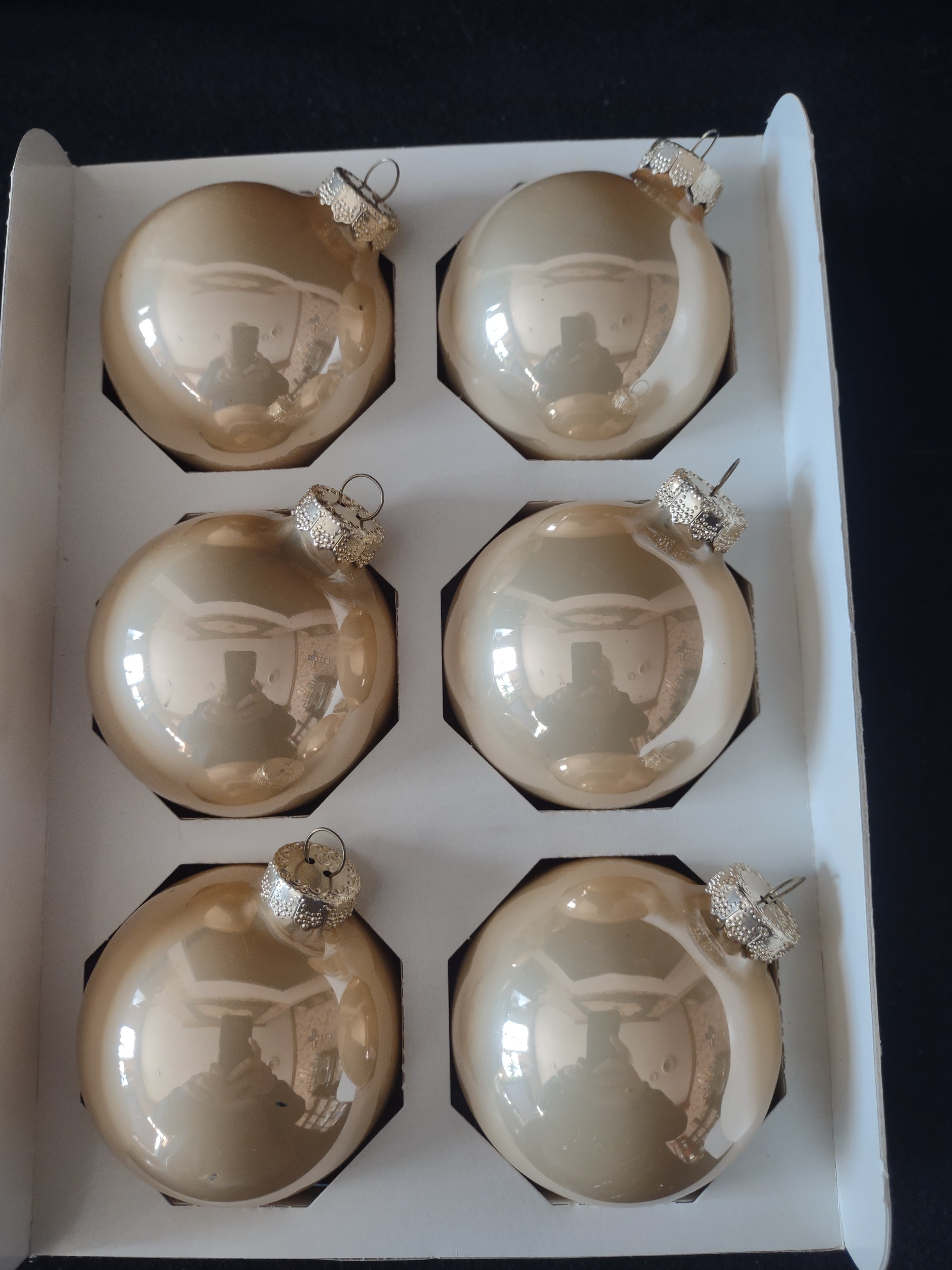 Christmas Merrybrite Glass Ornaments Rose Gold 6 Shiny 6 Matte (Lot 4235)