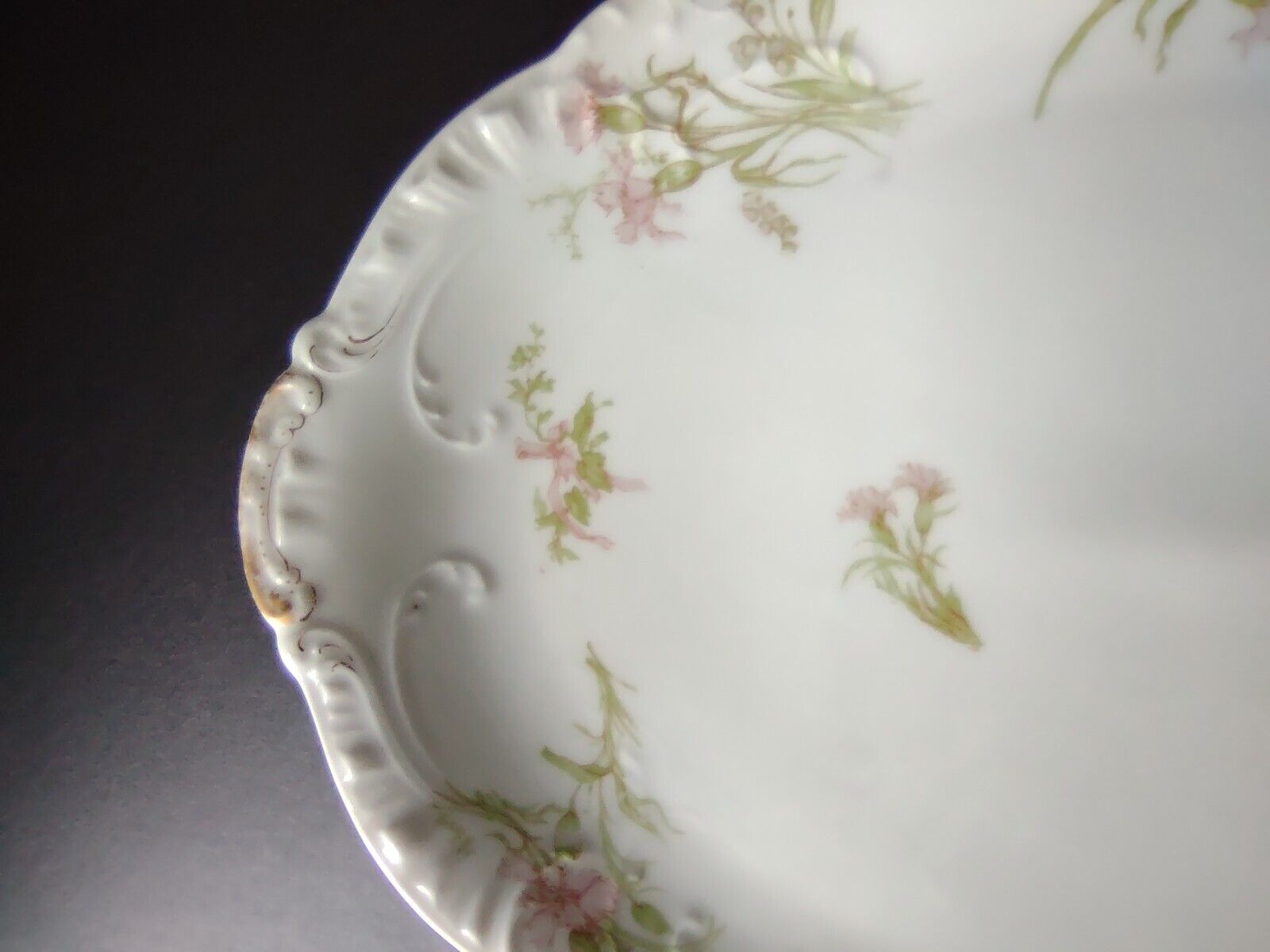 Haviland Limoges Gold Handle Carnation Serving Platter 15-1/2" (lot 340)