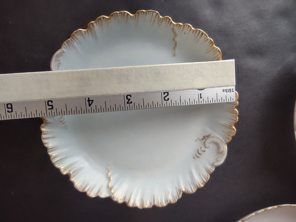 Vintage M. Redon Limoges Raised Edge Gold 3 x Bowls Pink Blue Cream (lot 695)