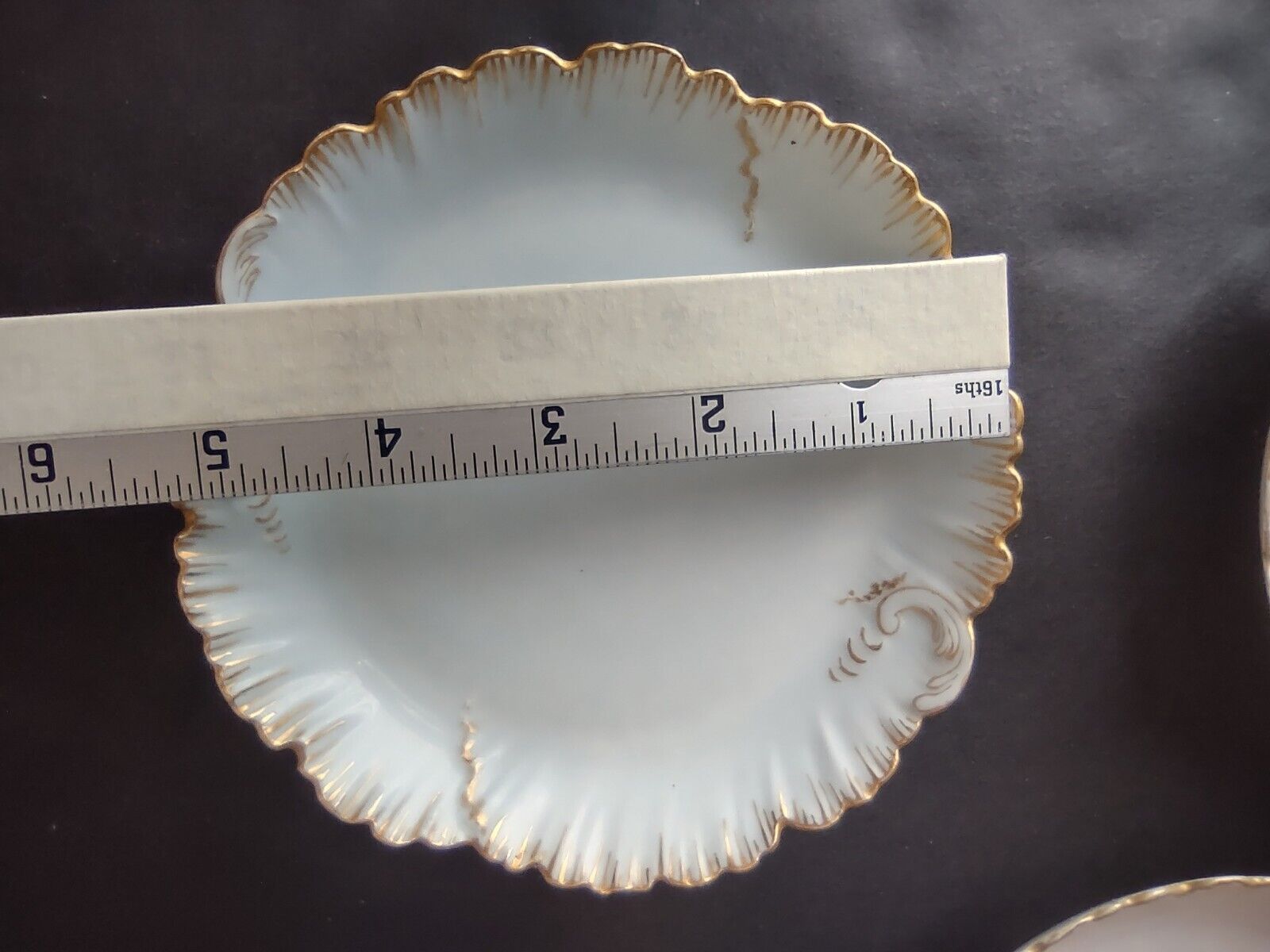 Vintage M. Redon Limoges Raised Edge Gold 3 x Bowls Pink Blue Cream (lot 695)