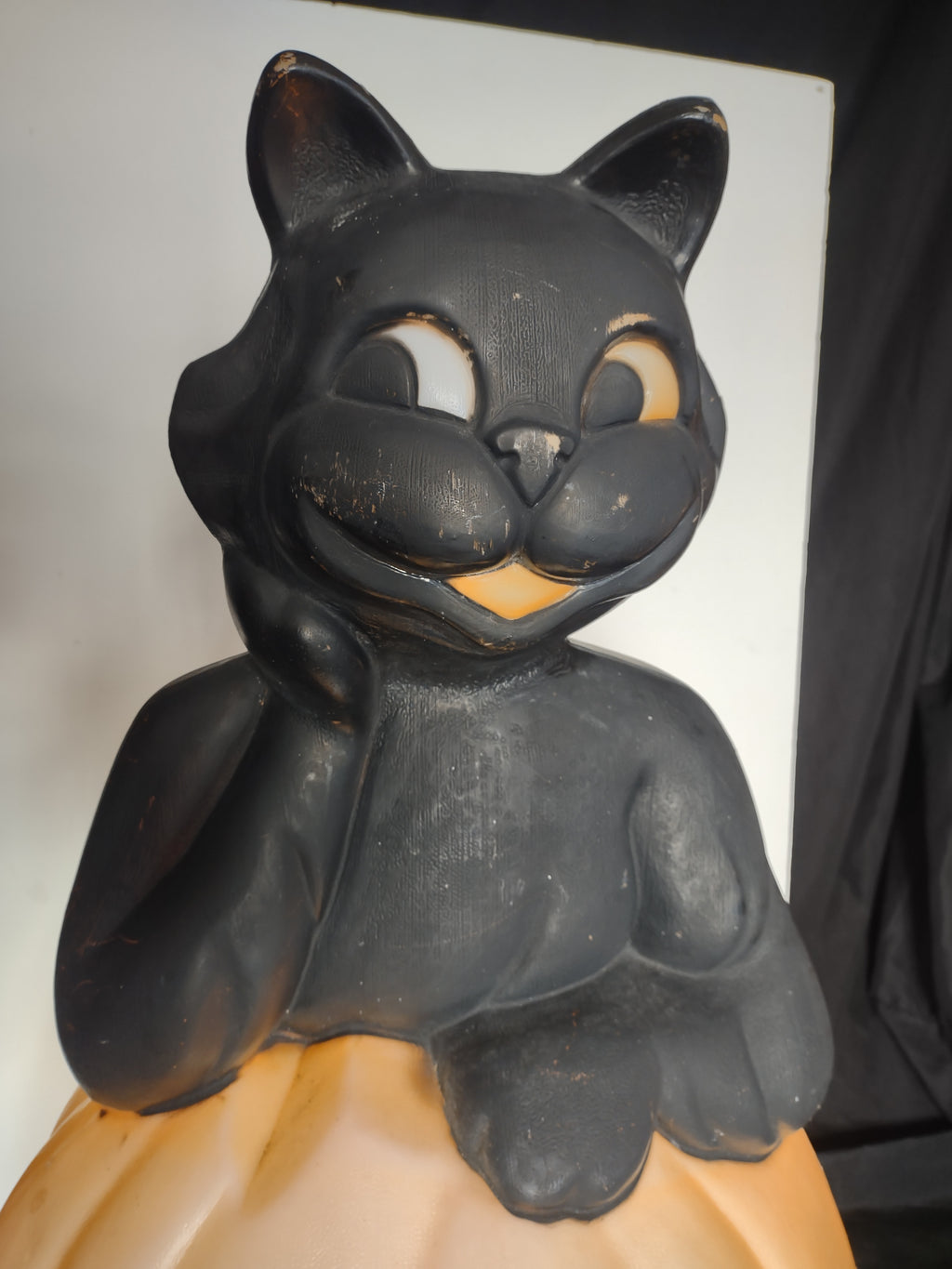 Vintage Black Cat on Pumpkin Halloween Blow Mold 34” (lot 3258j)