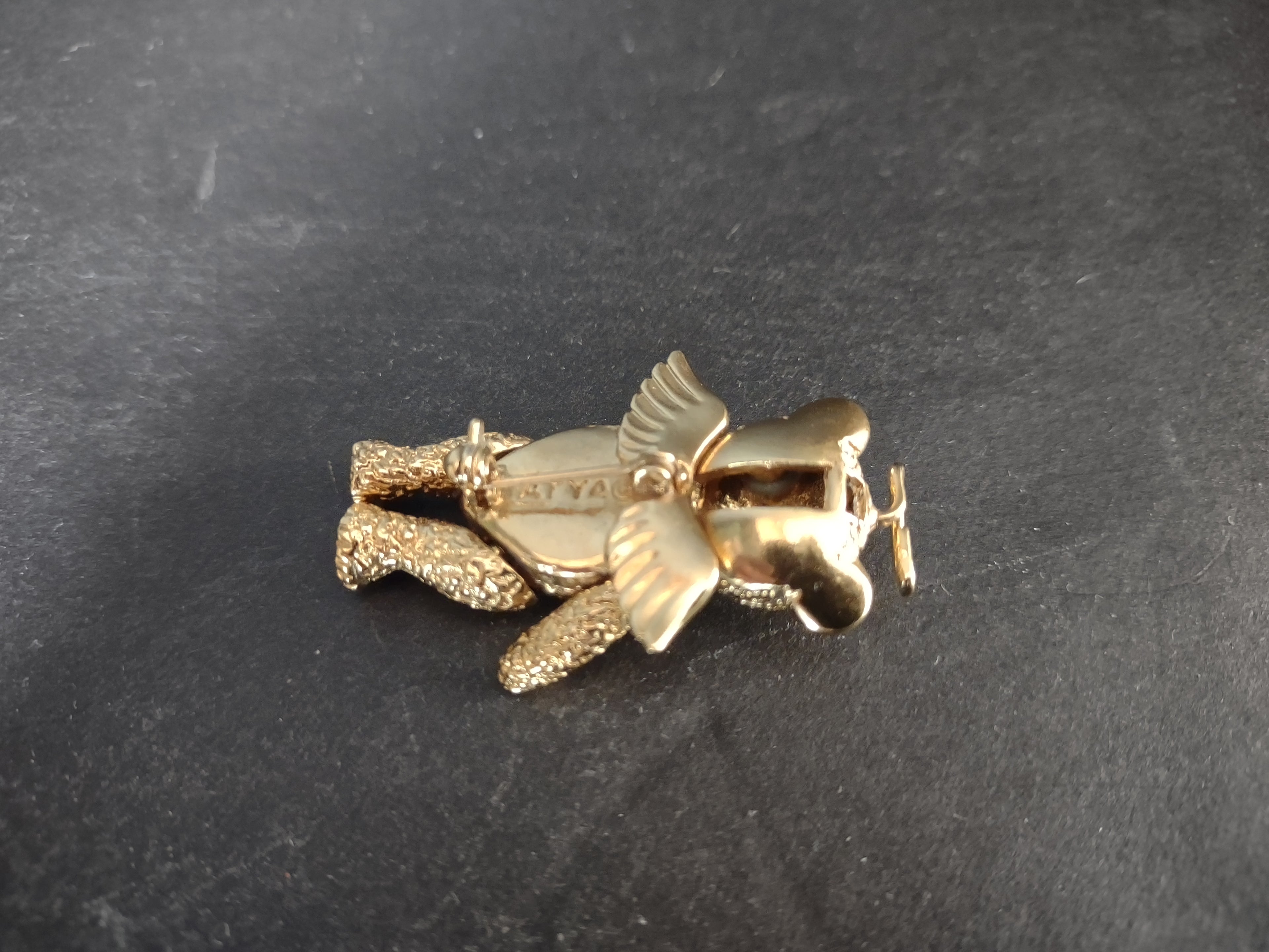 Vintage Articulated Batya Golden Bear Pin Moving Legs Arms Jewelry (lot 4400)