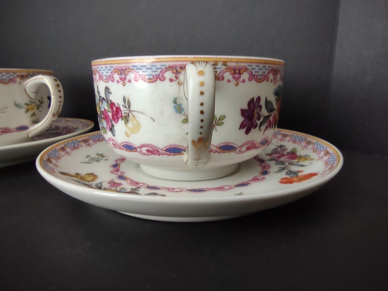 GDA Limoges France Wright Tyndale Van Roden 4 x Teacup & Saucer Pink (lot 739)